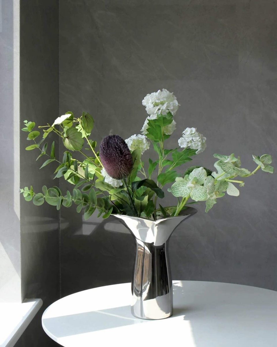 Handmade Modern Silver Bloom Vase, Ceramic Botanica Centrepiece Vase - Vases - Bloom Vase - Small - INSPECIAL HOME