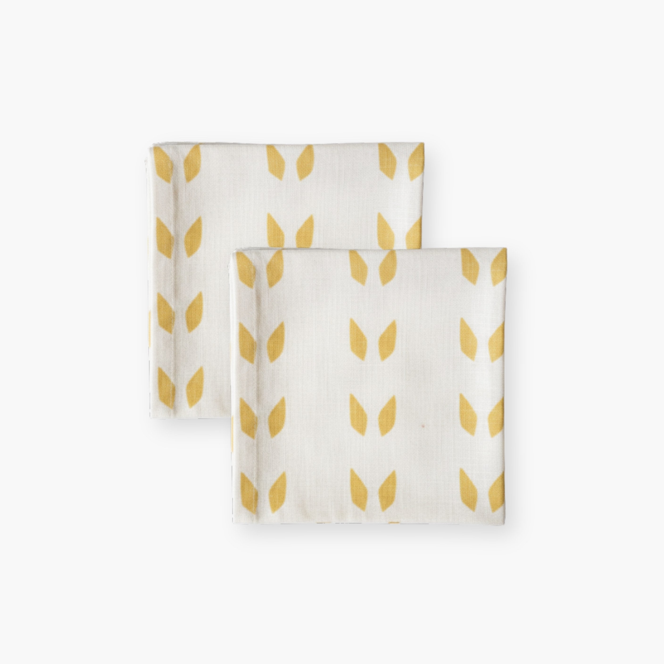 S/2 Terra - Pure Linen Table Napkins - White Mustard