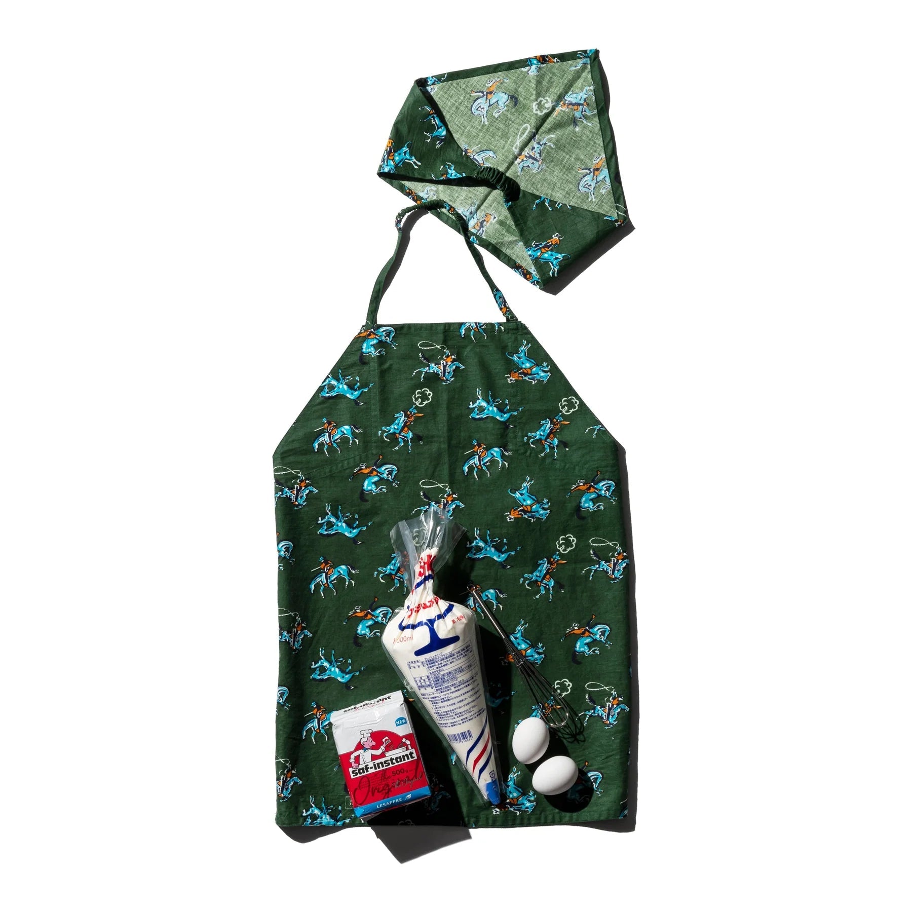 Hand Printed Kids Apron With Kerchief Cowboy 1
