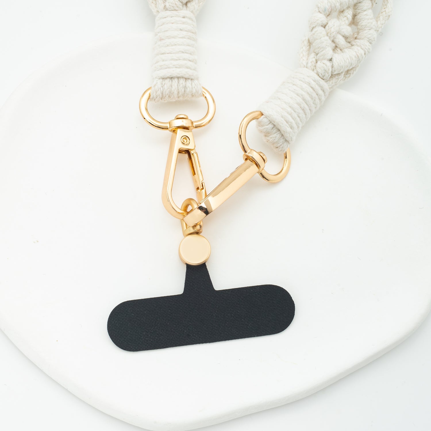 Close up of phone crossbody attachment, gift for mother on Mother's day, sustainable fair trade jewelry