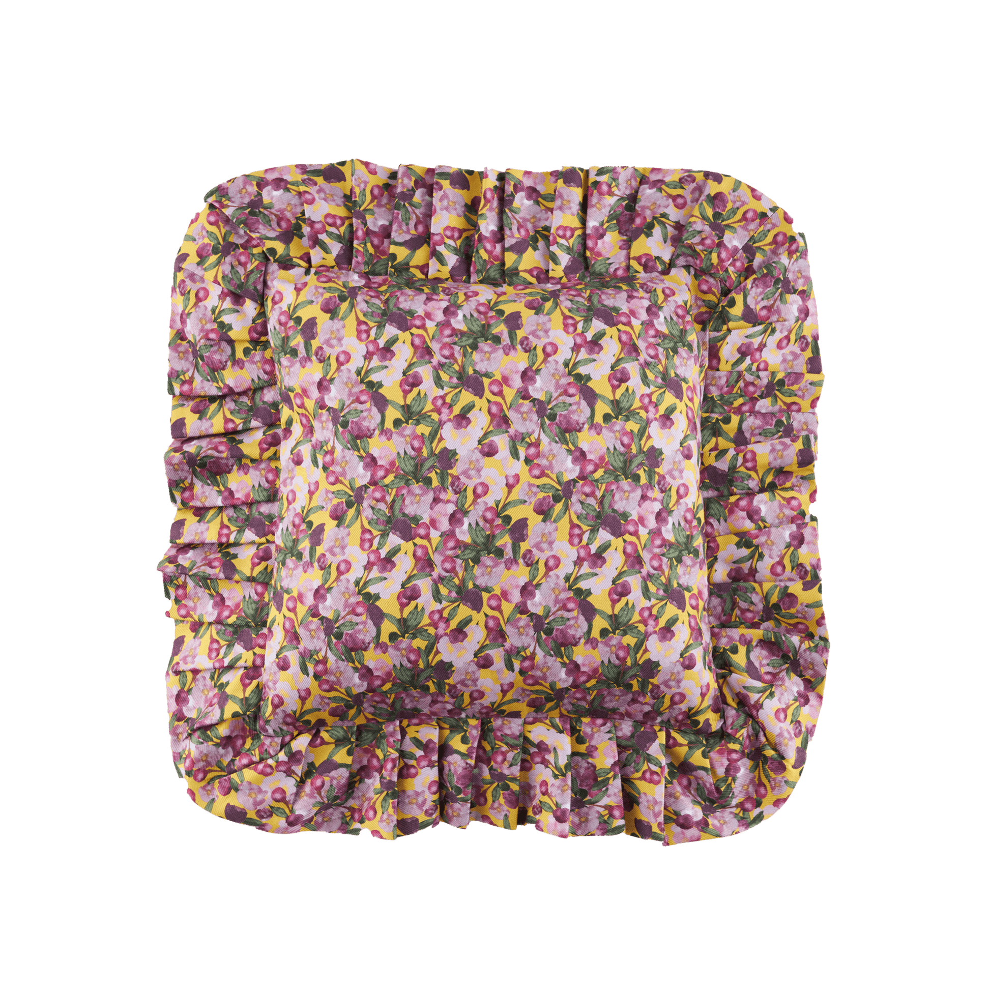 Ruffled Pillow Cover Romance is Dead Yellow - Sophie Williamson Design