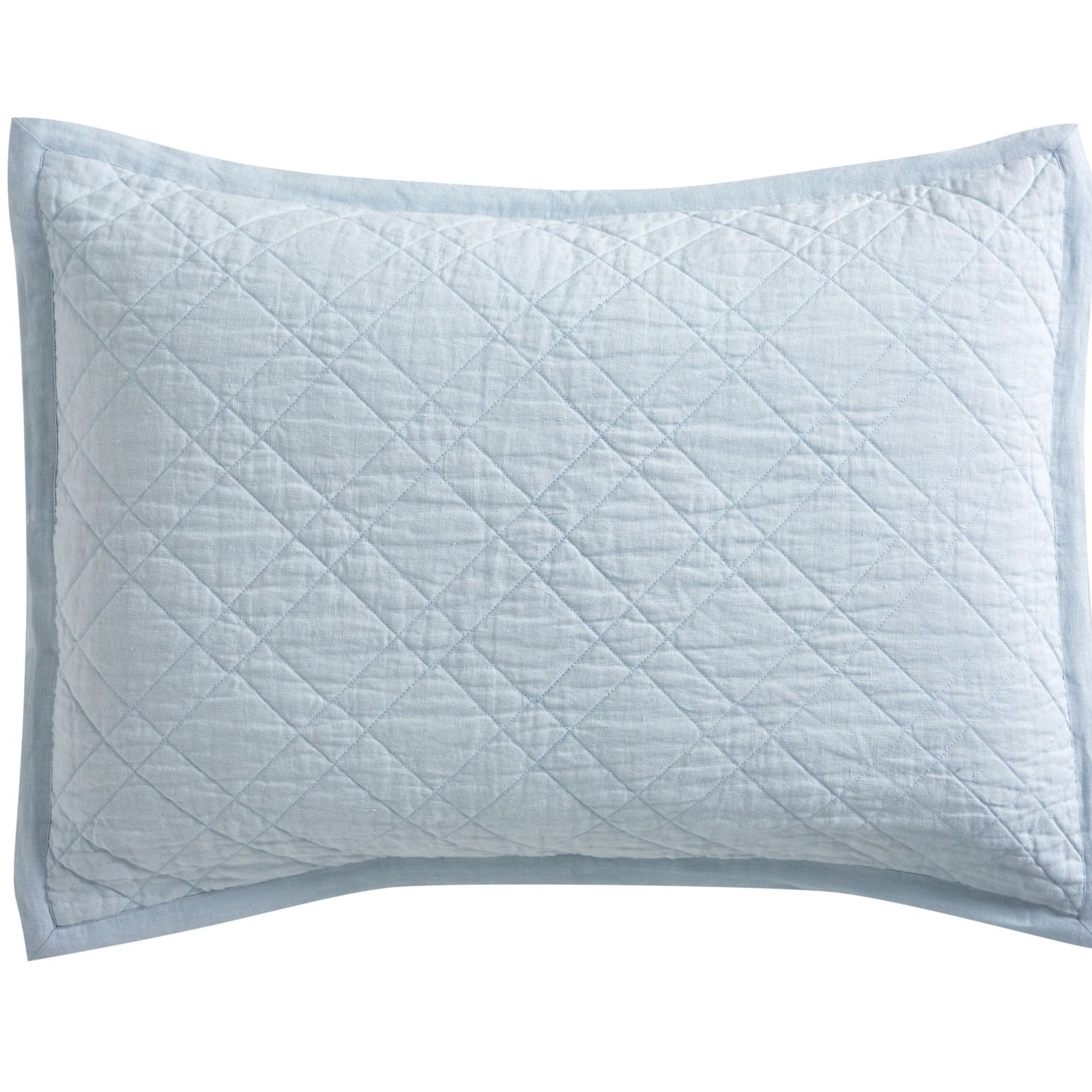 KS-255-2036_1|Light blue quilted pillow sham with diamond pattern and light blue border, perfect for bedding sets. Soft and stylish.