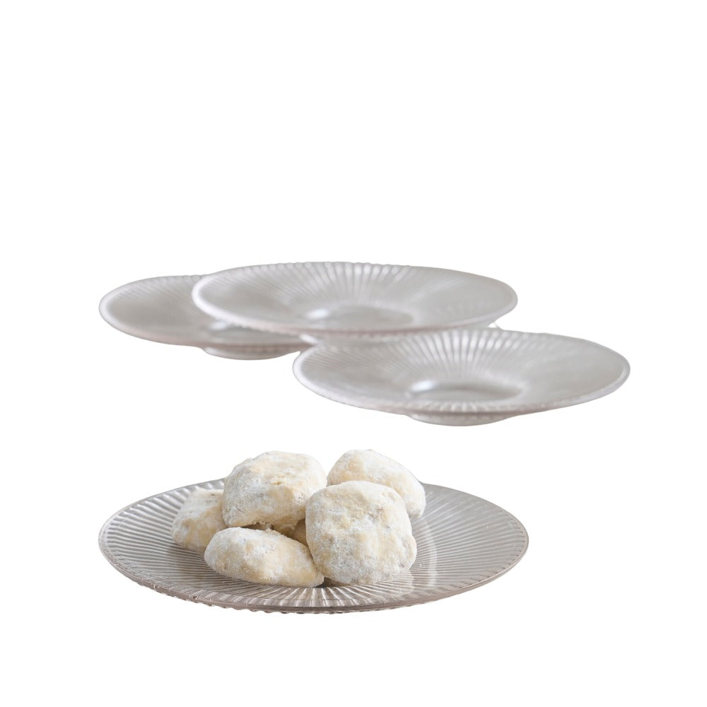 Pressed Clear Glass Medium Plates - Set of 4