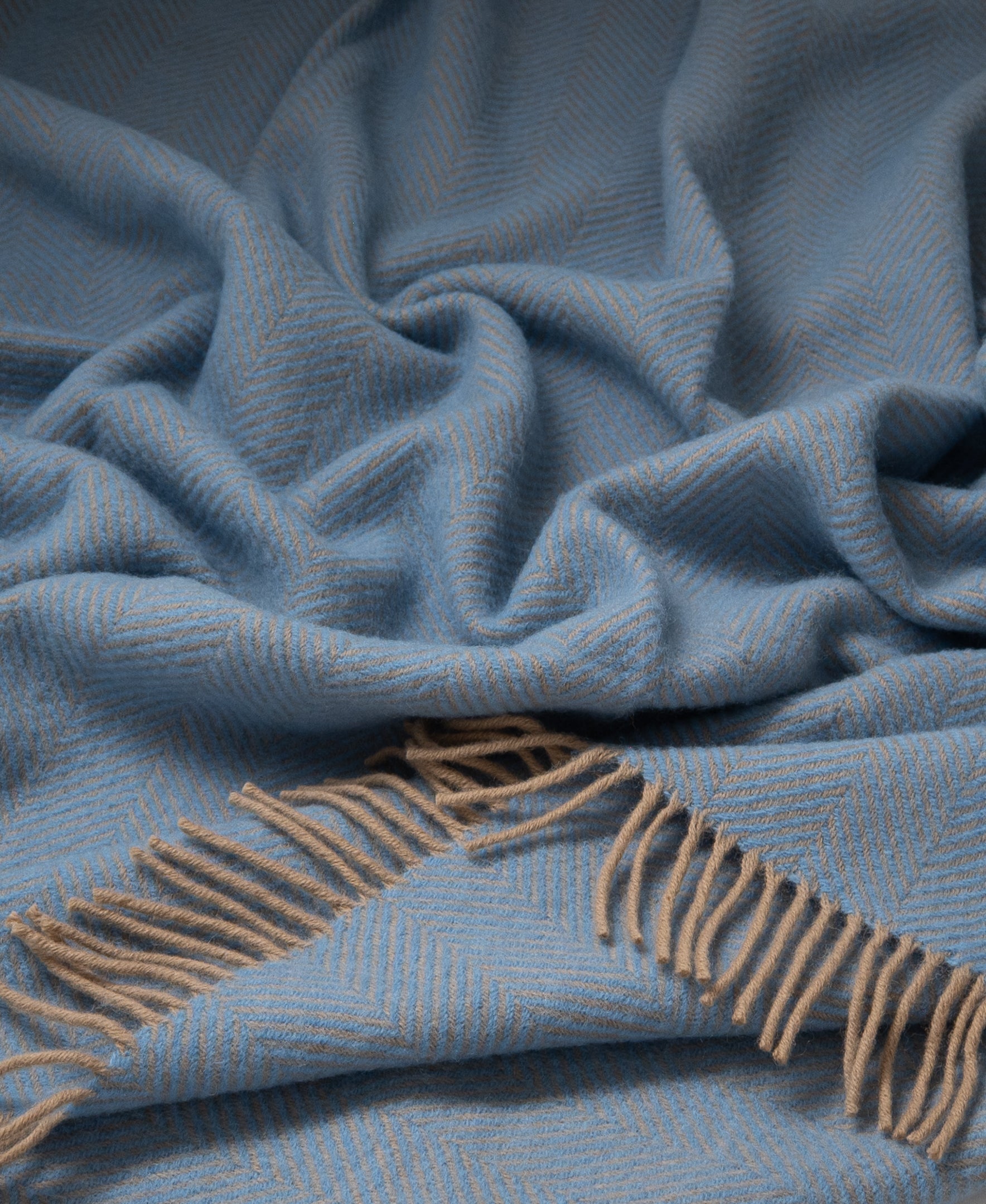 Highland Tweeds Herringbone Pure New Wool Throw ~ Peconic Blue ~-Throws and Blankets-[bar code]-Prince of Scots