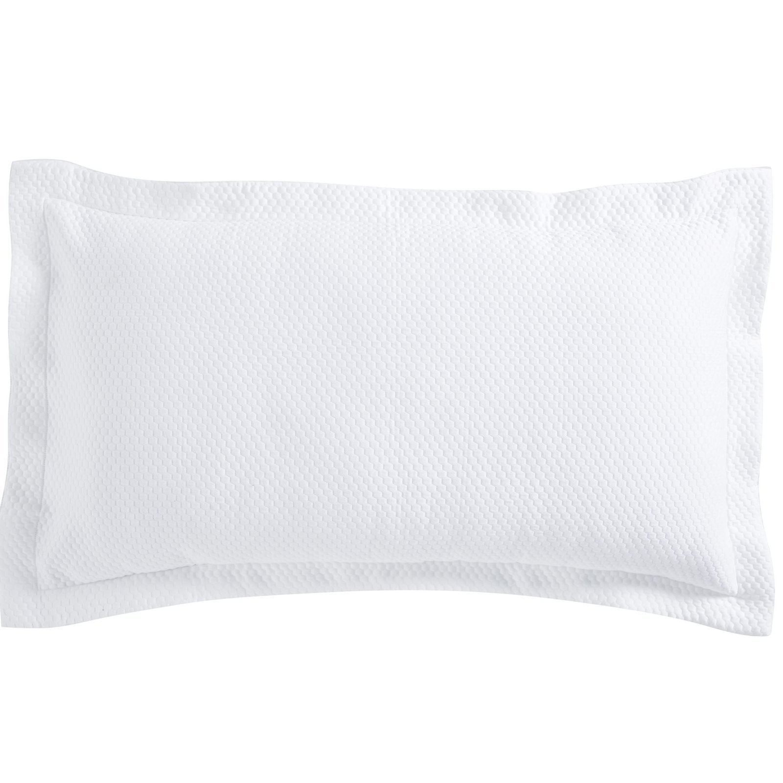 SS-256-X_1|Crisp white rectangular quilted pillow sham, adding a touch of sophisticated texture to any elegant bed linen set.