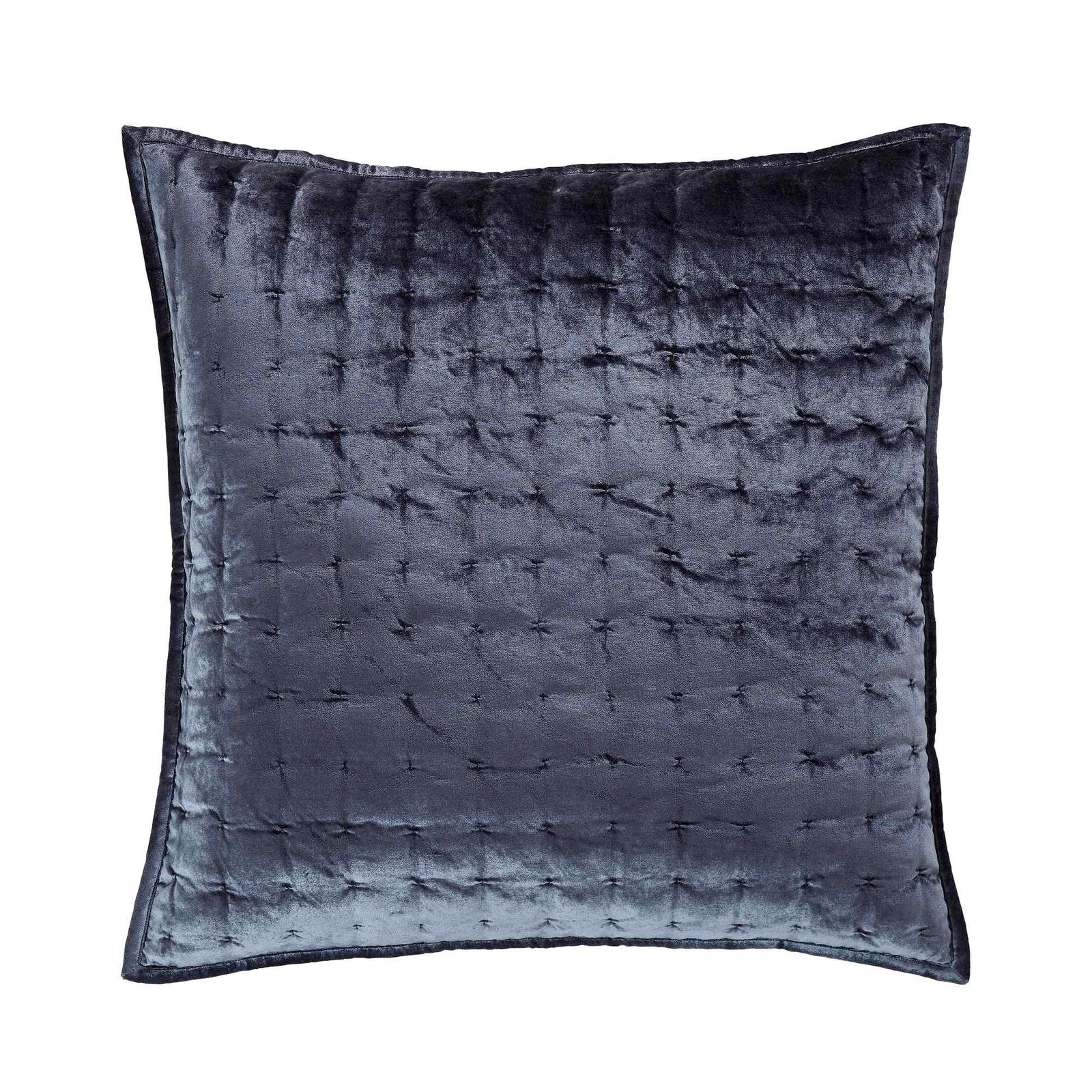ES-313-2626-LOT1_1|Luxurious charcoal velvet quilt sham pillow with unique "X" stitch quilting, adding rich texture and elegance.