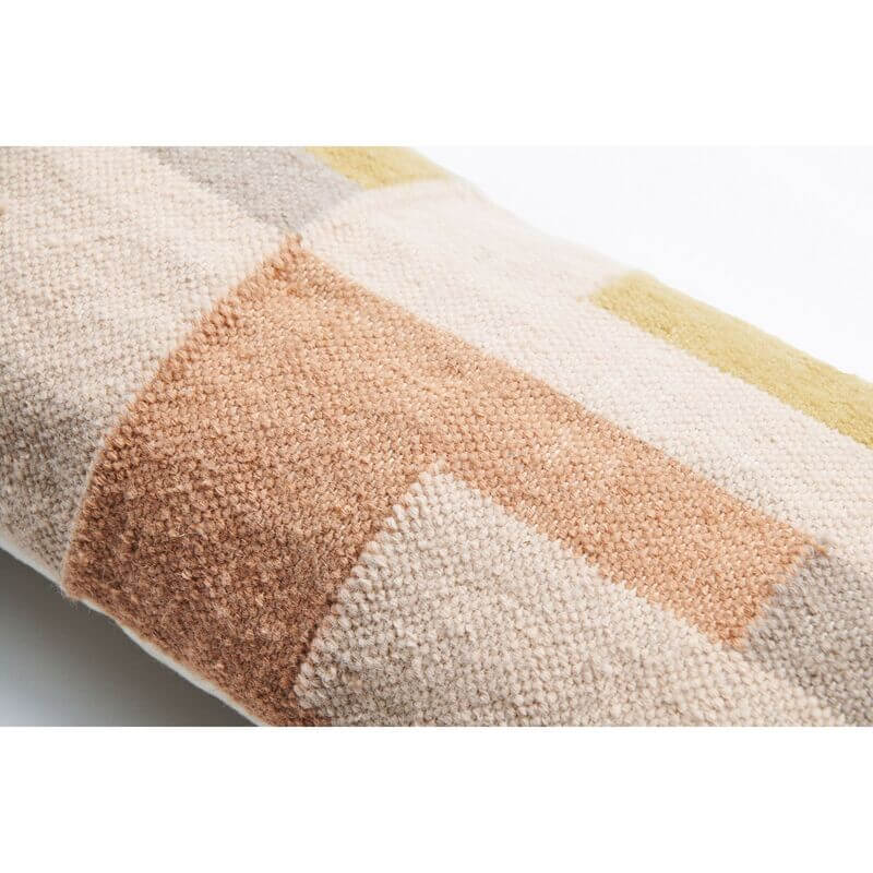 Shale Hand Woven Pastel Color Large Geometric Lumbar Pillow close-up showing soft cotton texture and pastel geometric patterns.