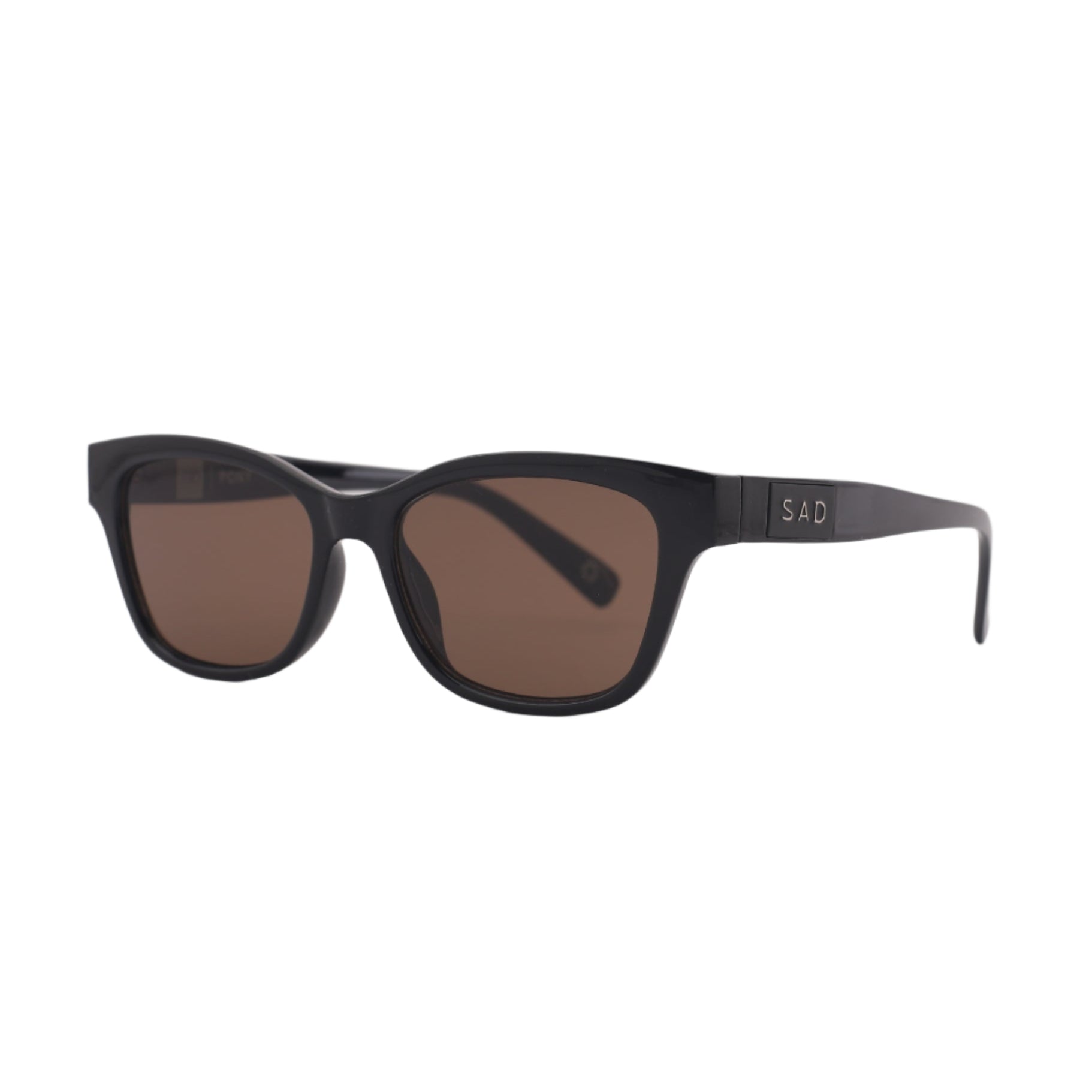 SAD Eyewear Pony wayfarer rectangle sunglasses in black with tinted bronze UV protection lenses
