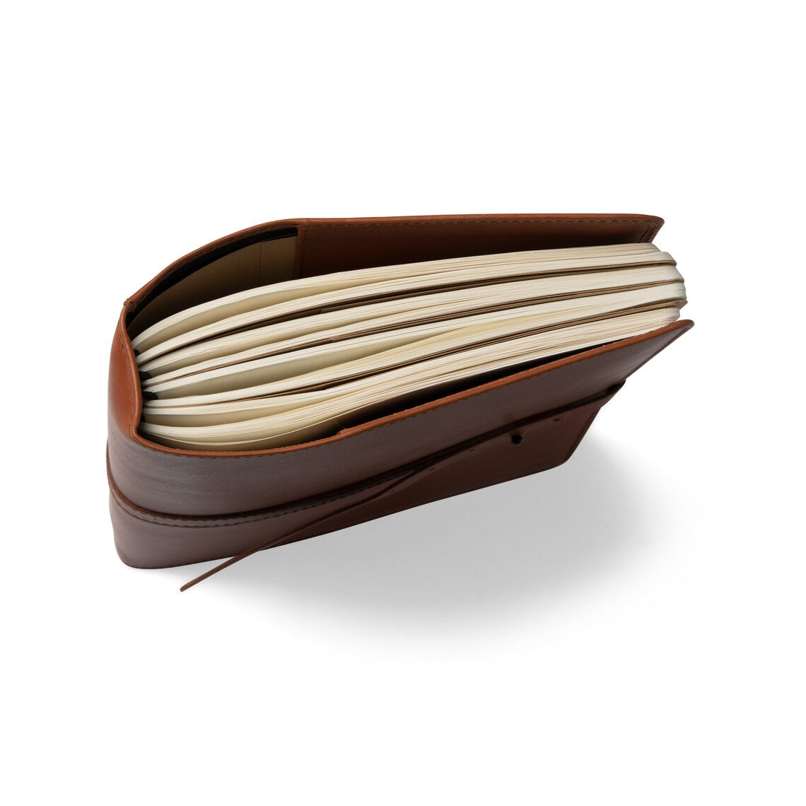 Cognac Brown Leather Binder with strap