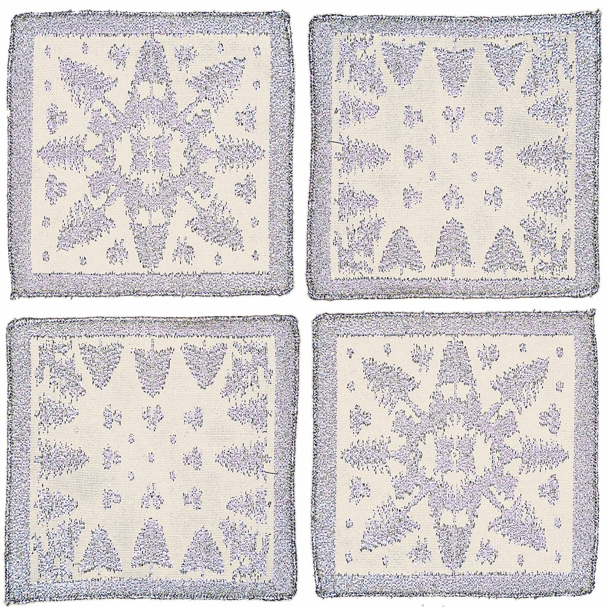 Prince of Scots Scottish Leno Gauze Cocktail Napkins ~ Silver Lurex ~-Home Gifts-810032752361-MadrasSilverNapkin-Prince of Scots
