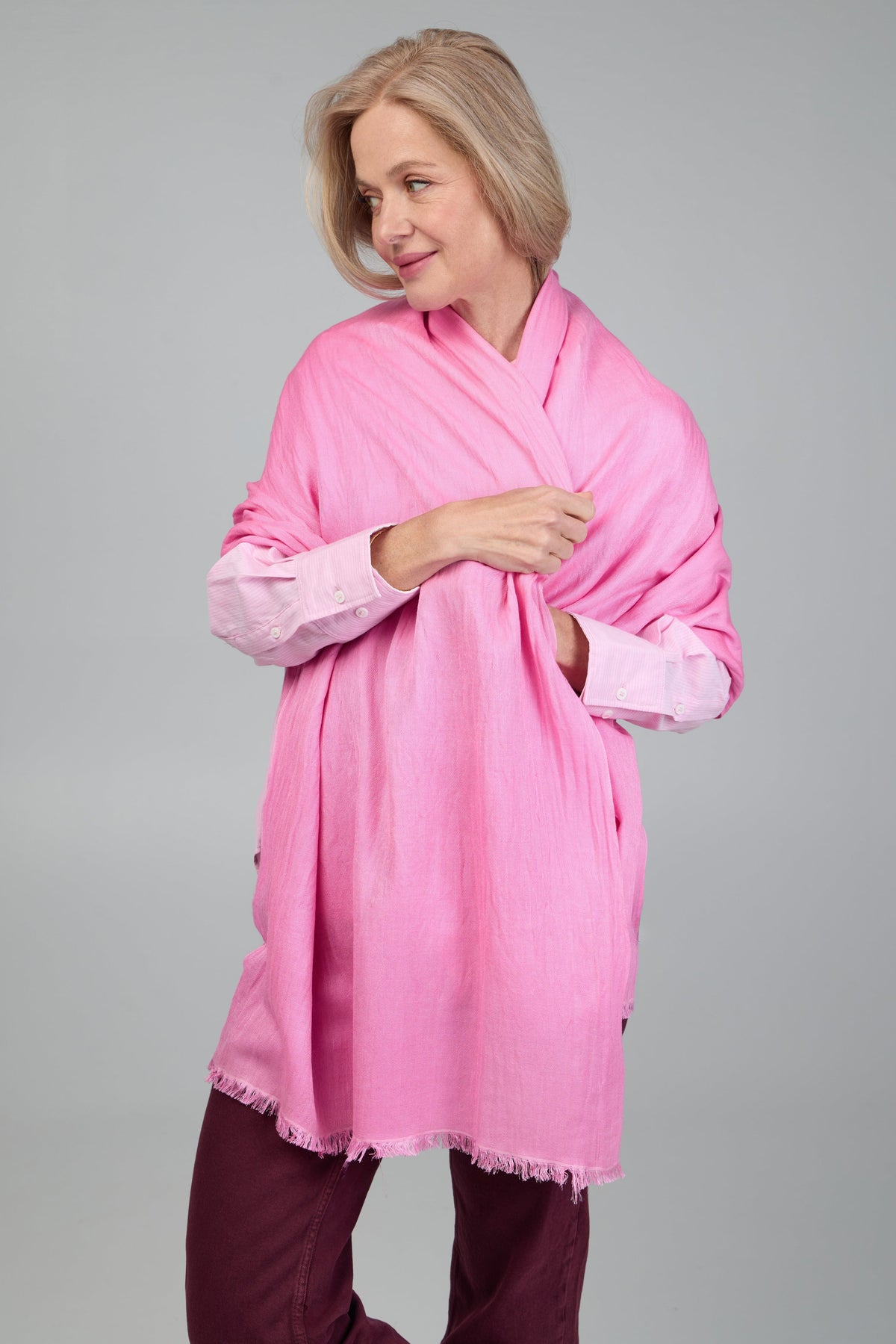 Eyelash Fringed Cashmere Scarf - Fuchsia