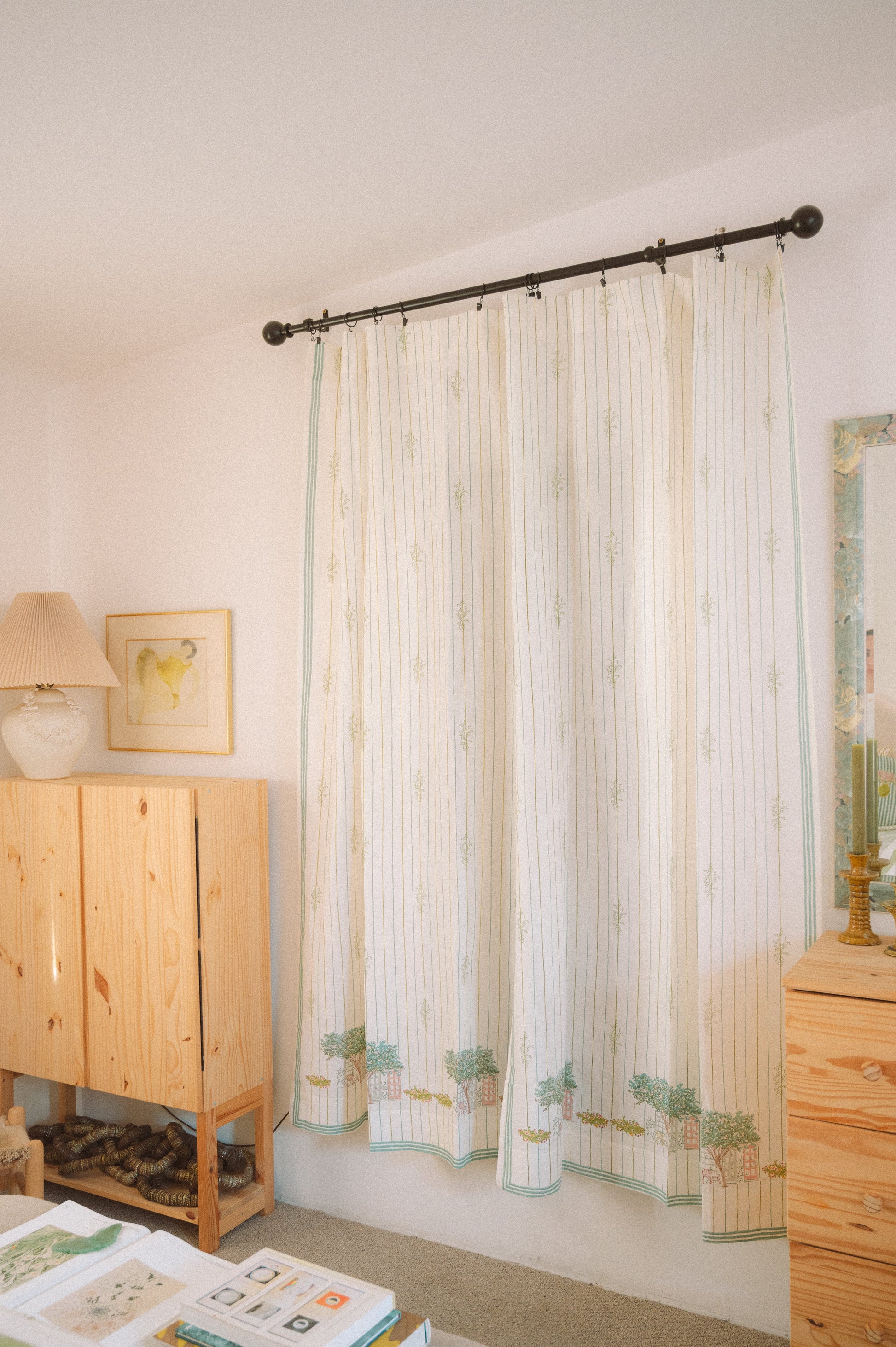 hand-printed cotton-linen drapes with a traditional Block printing technique, 42x82