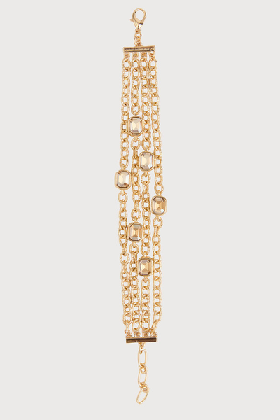 Crystal Cascade Chain Bracelet - Gold
