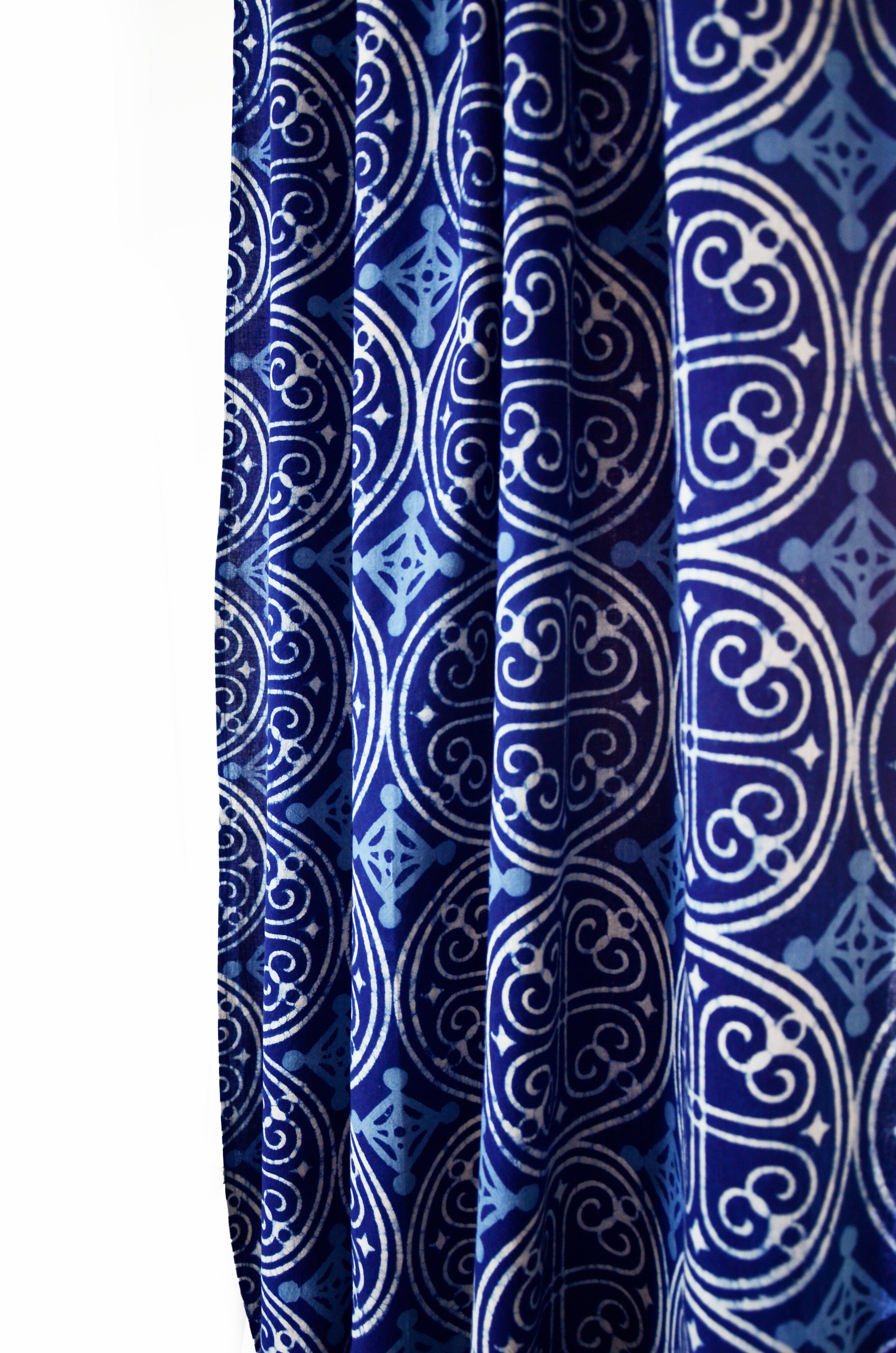 Indigo Cotton Curtain, Eco-Friendly Window Panel - Greece