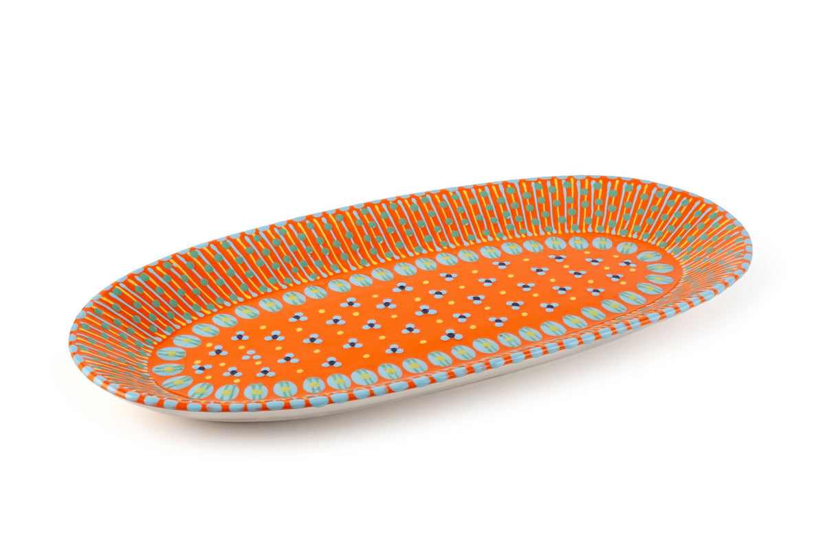 Ceramic Oval Serving Platter - Orange