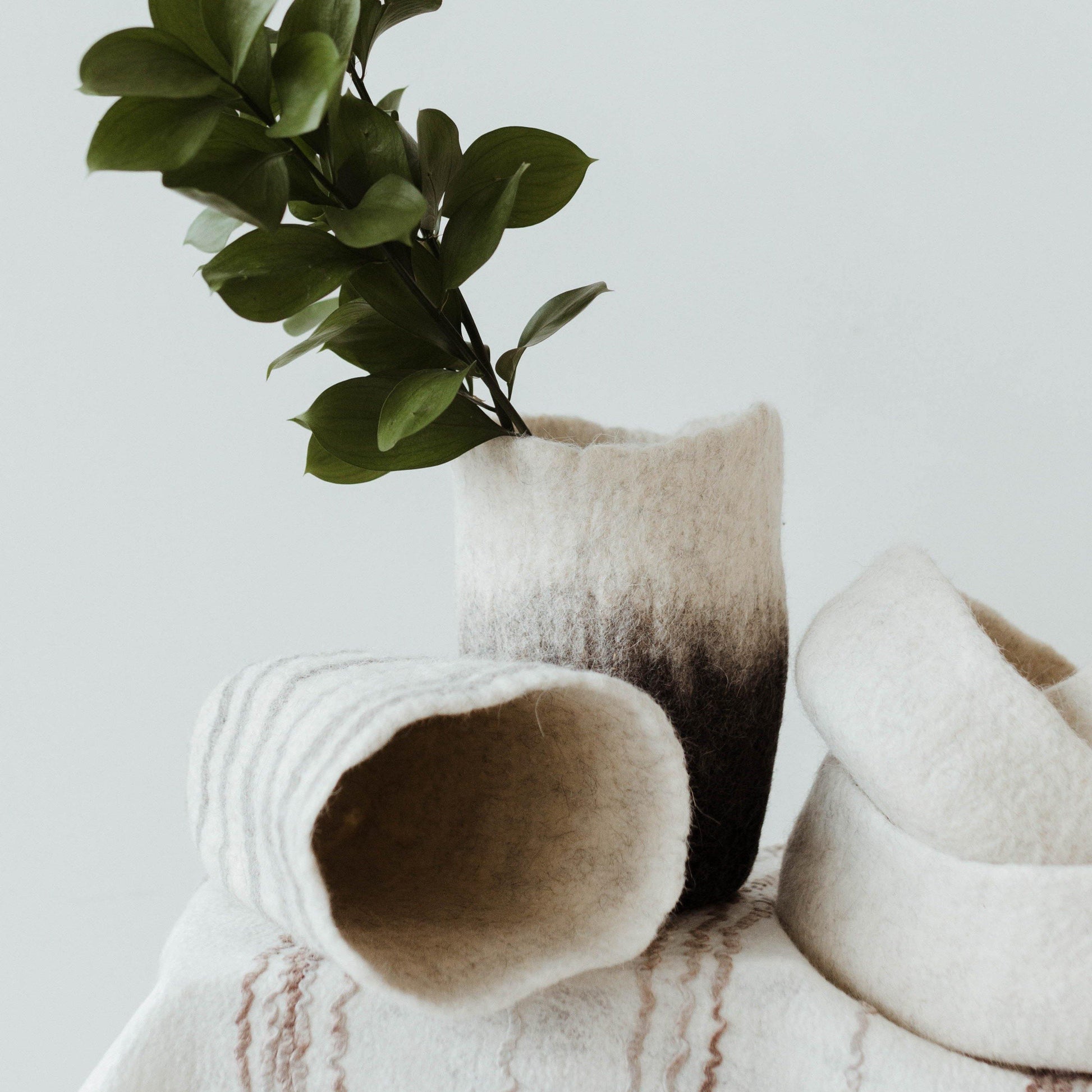 Felted Vessels two tone set of 2