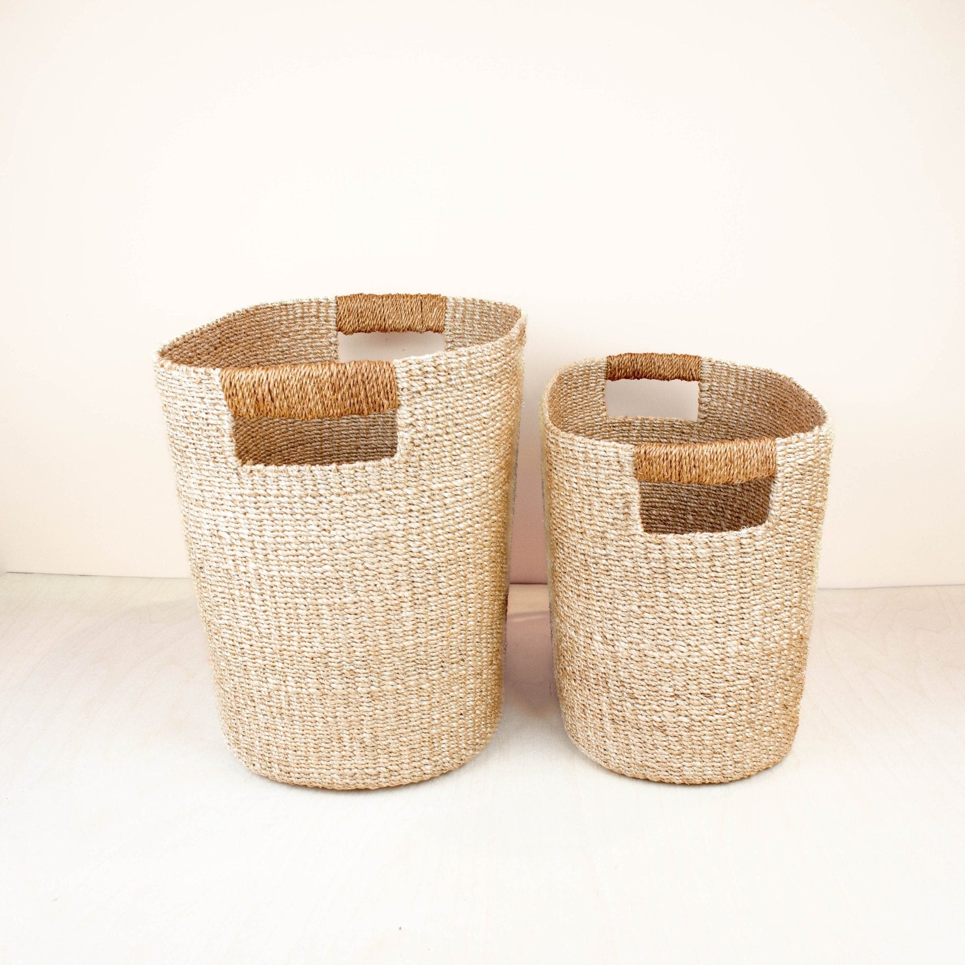 Baskets - Tan Oval Woven Baskets, set of 2 - Straw Baskets | LIKHÂ - LIKHÂ
