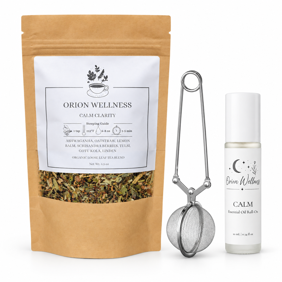 Tea + Calm Gift Set by Orion Wellness on a white background