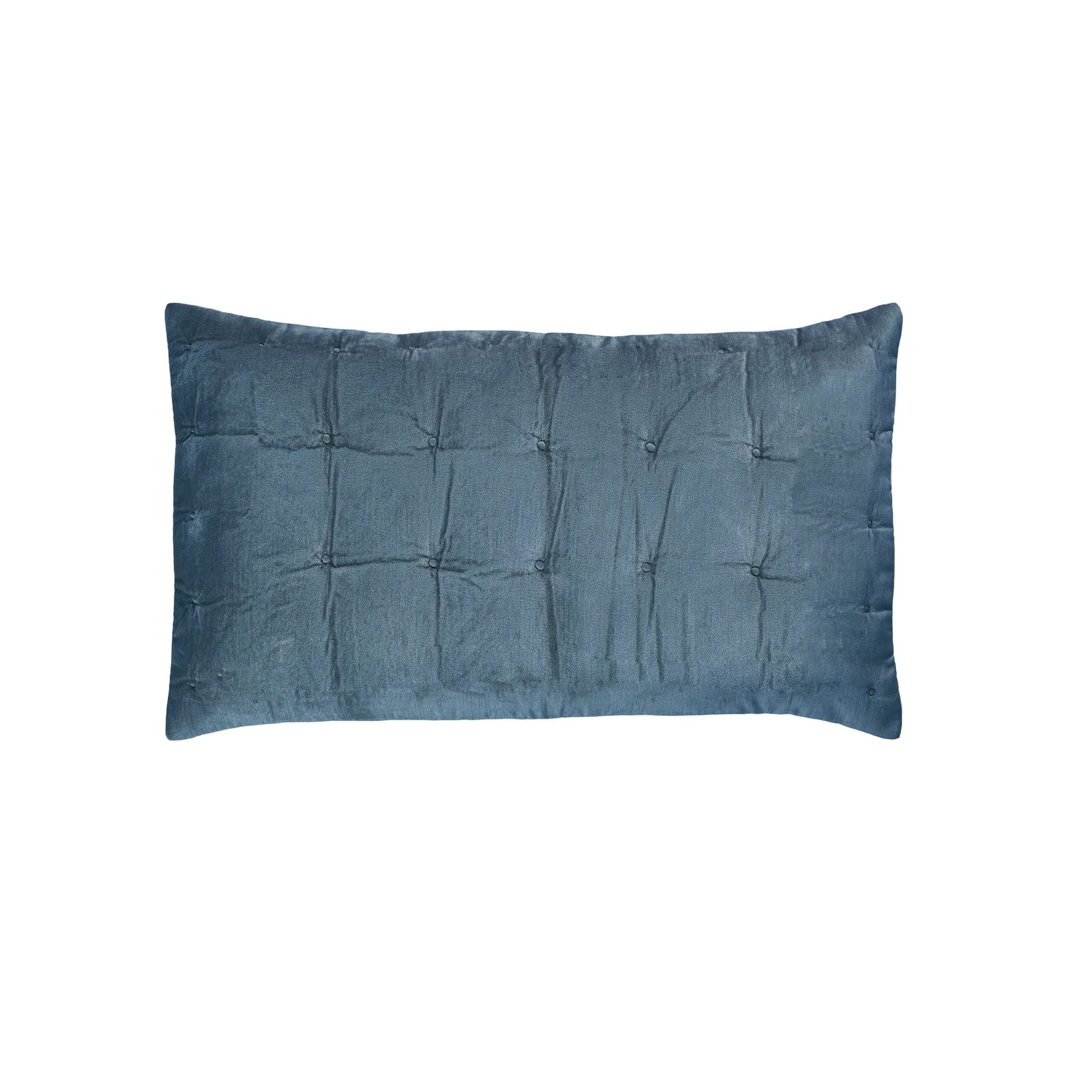 DE-310-3137_1|Stylish deep blue velvet quilted bed pillow sham, long rectangular shape, plush texture, perfect for modern bedroom accents.