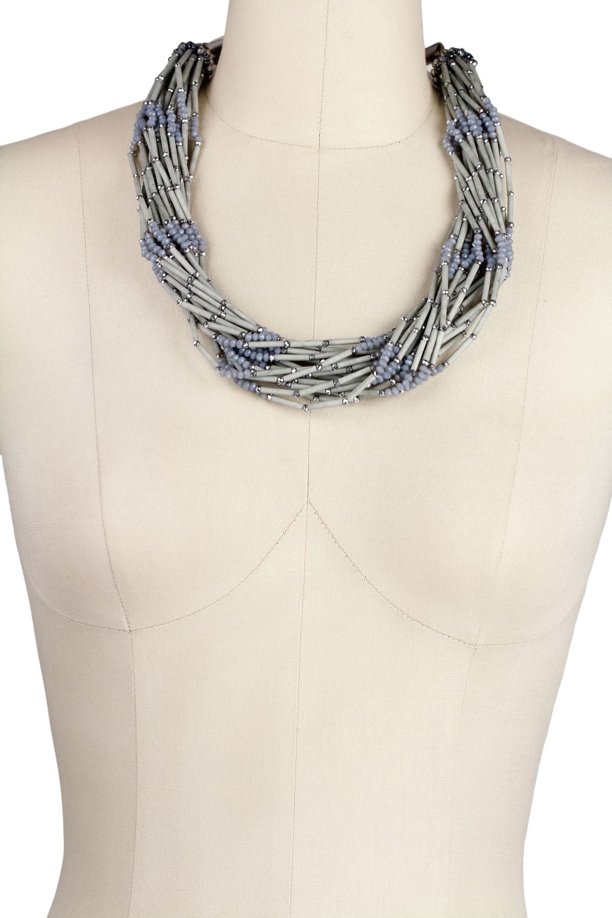 Multi Strand Statement Necklace - Grey