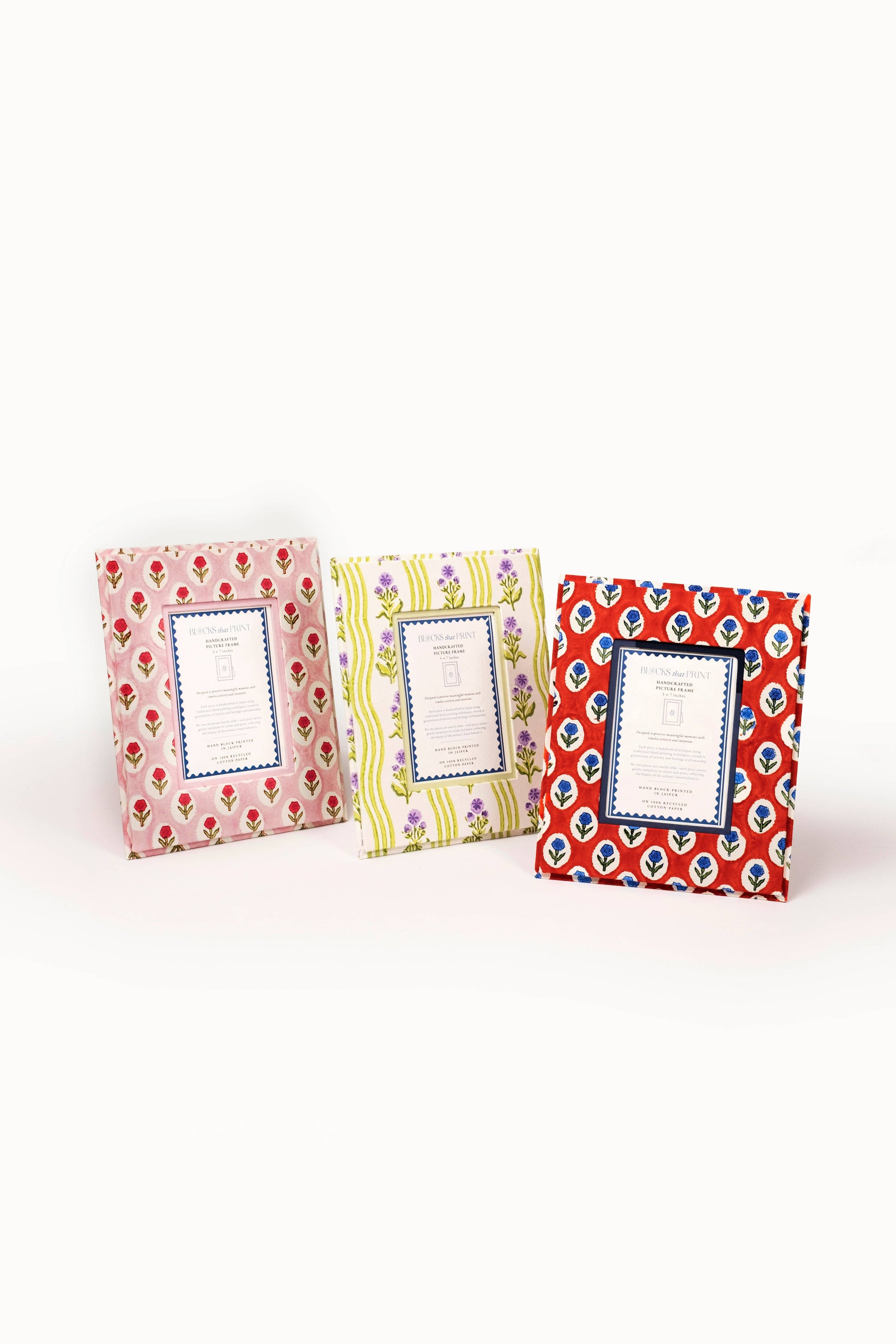 Medium Block Print Photo Frame (4 by 6) - Crimson Buta