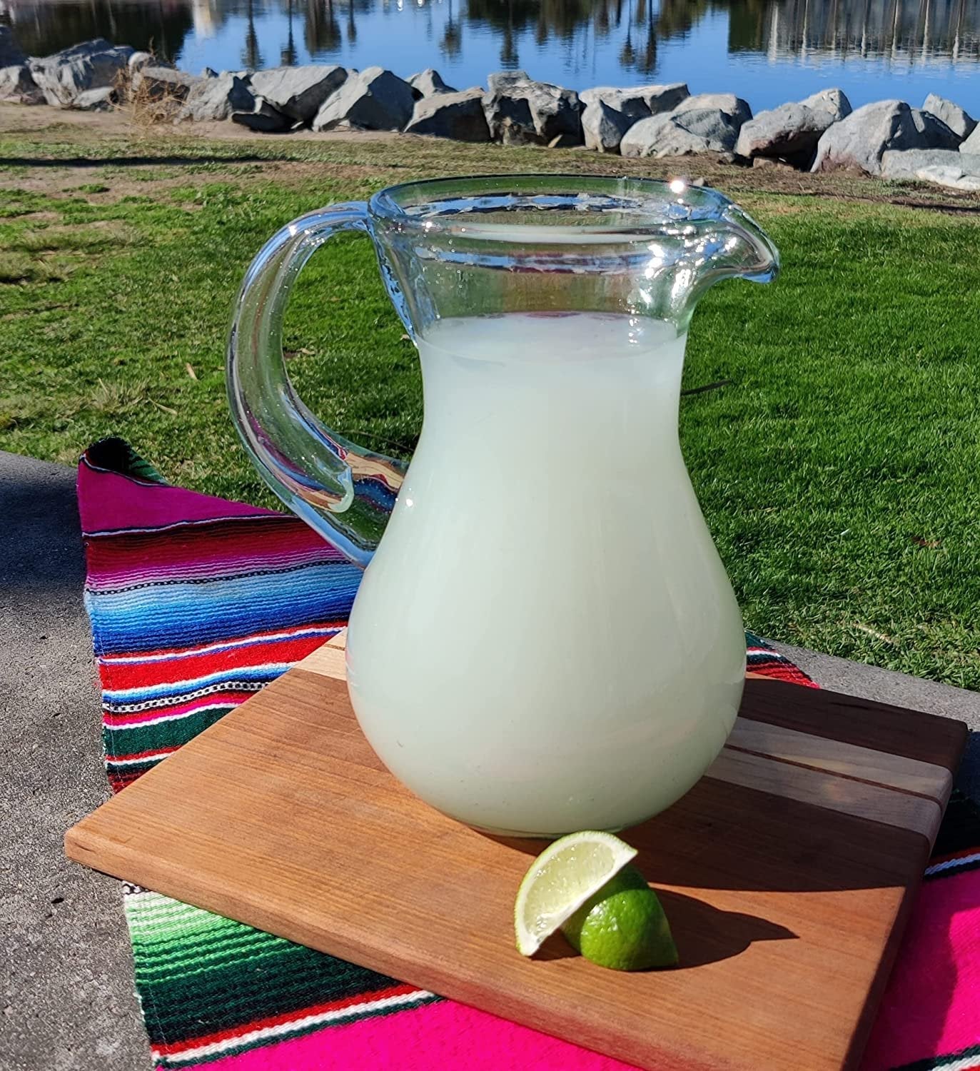 Mexican Hand Blown Glass Pitcher