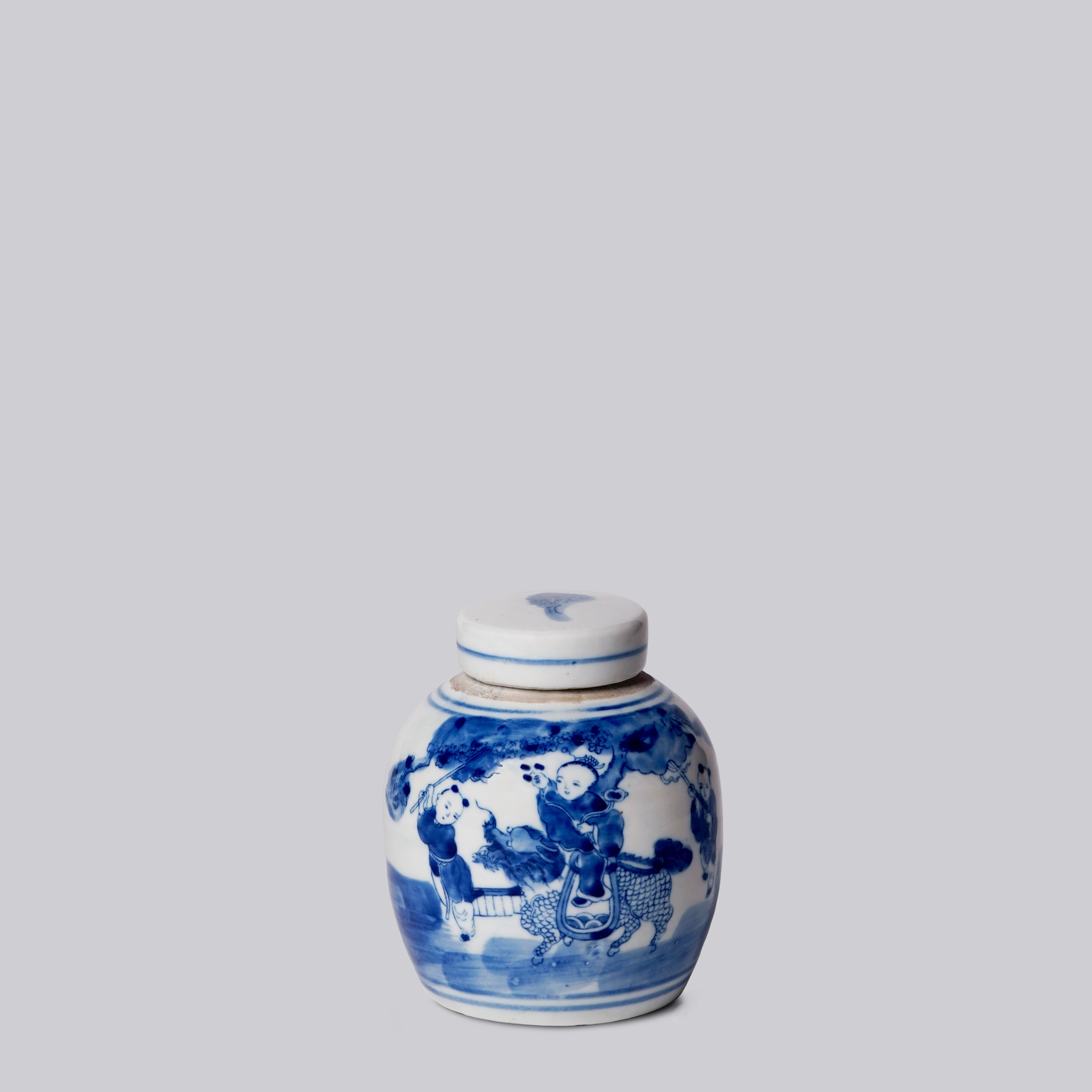 Blue and White Porcelain Mini Playing Children Round Jar