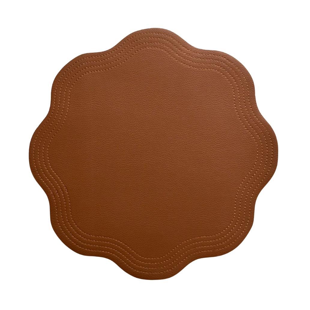Double-sided reversible faux leather placemat in brown by Talah Home — modern wipeable table decor