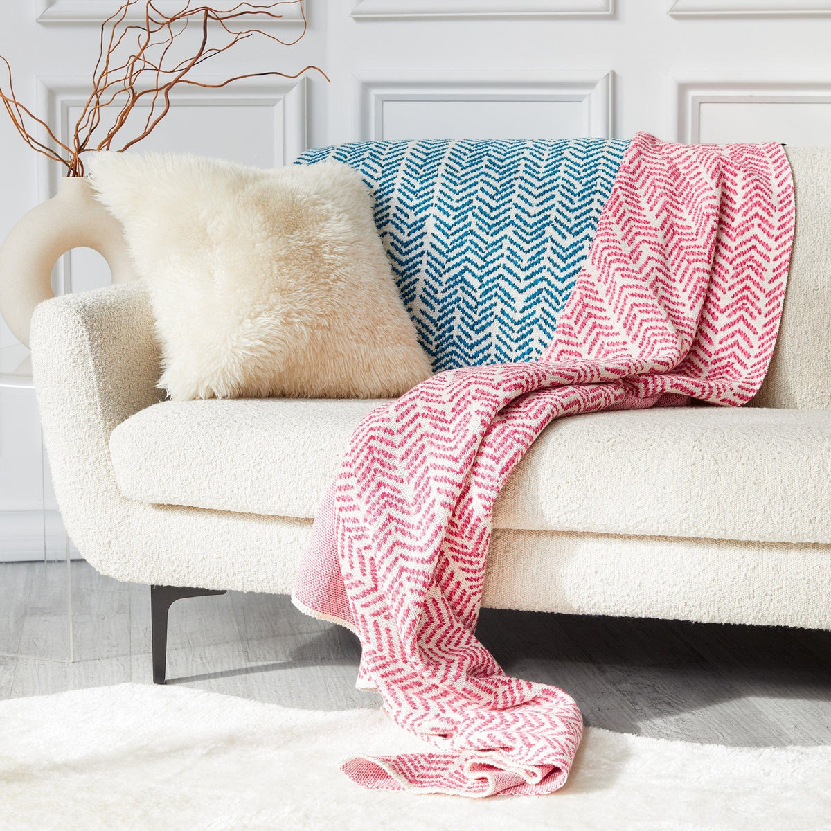 In2Green Eco Throw Cotton Sustainable Knit Warrior Throw Blanket Pink | Breast Cancer 601570193200 BL01GWB1