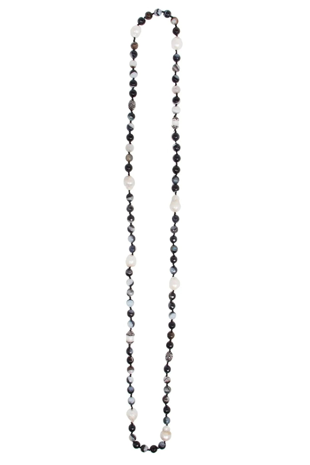 Tahitian Pearl Beaded Long Necklace Black