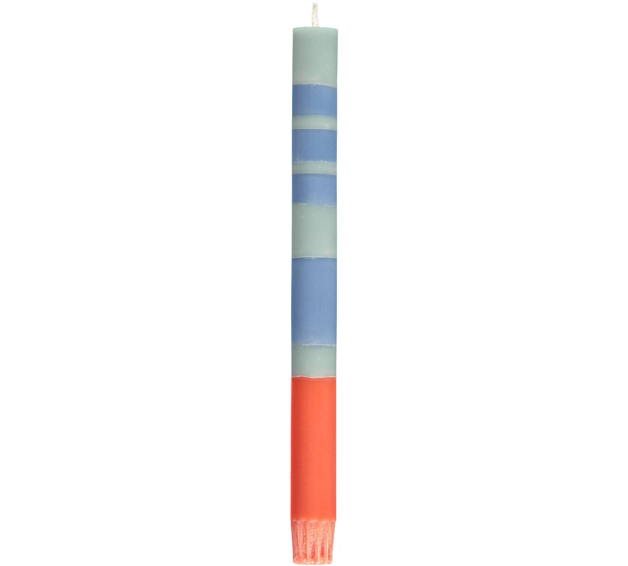 S/4 Striped Opaline, Pompadour & Rust Dinner Candles