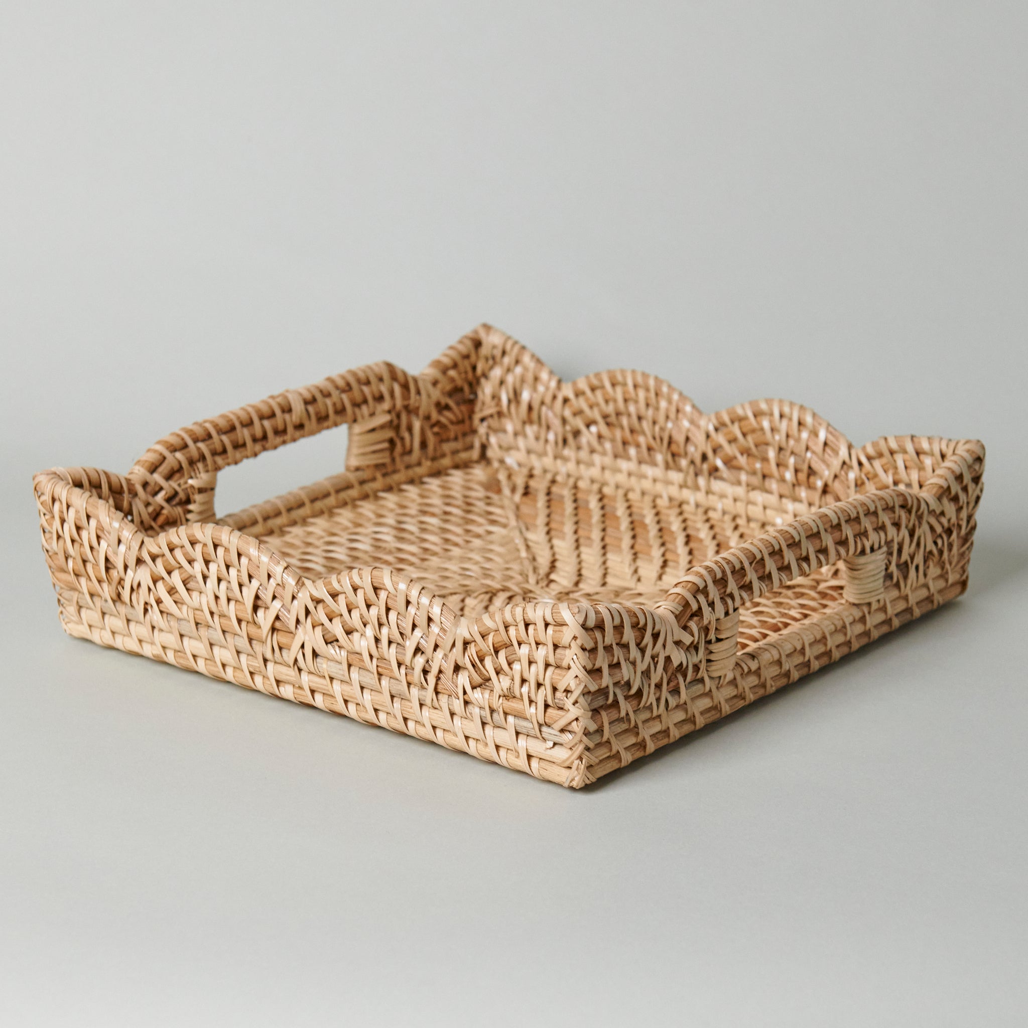 Mariposa Scallop Rattan Tray