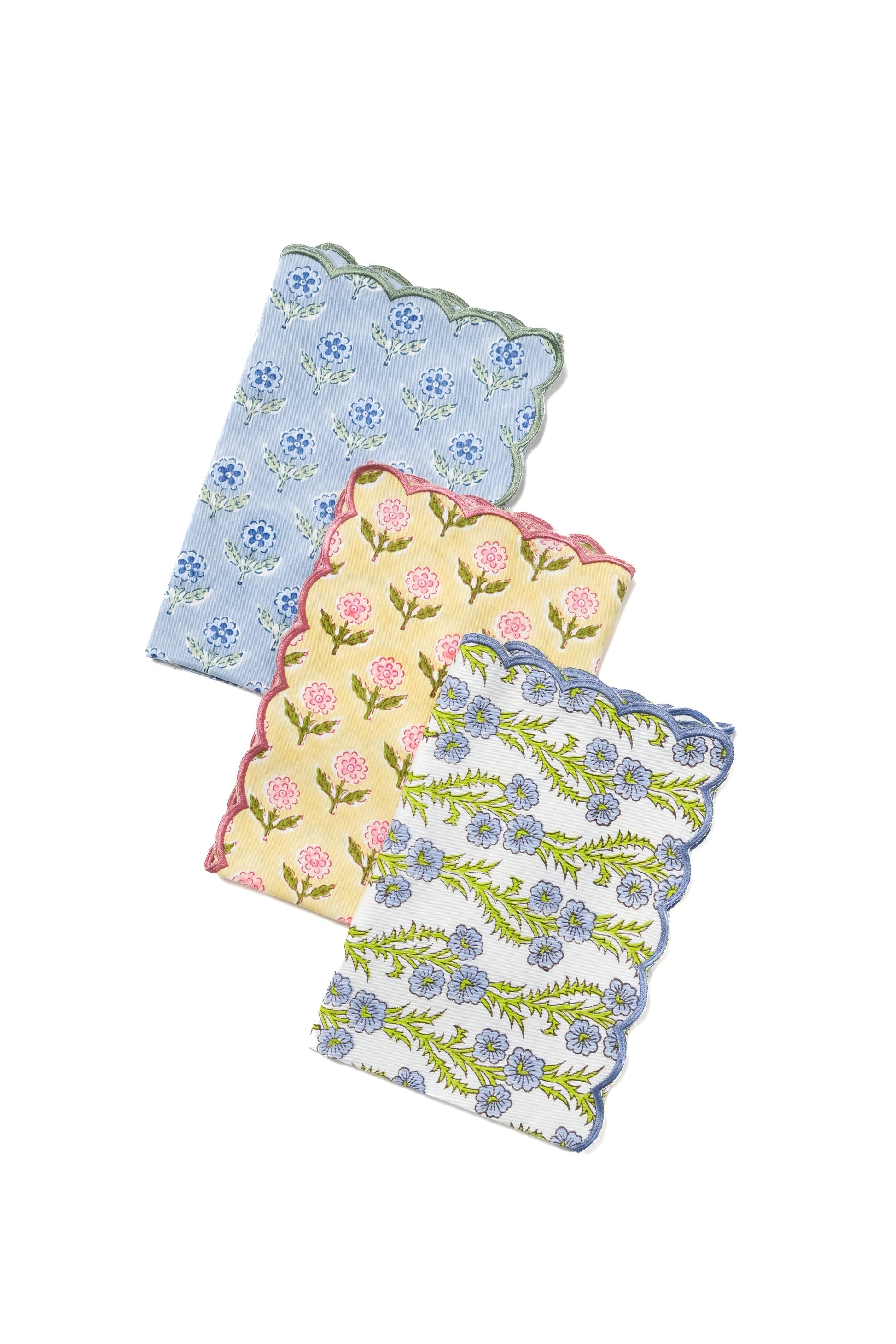 Inner Child stacked blue scallop blockprint napkins set of 4