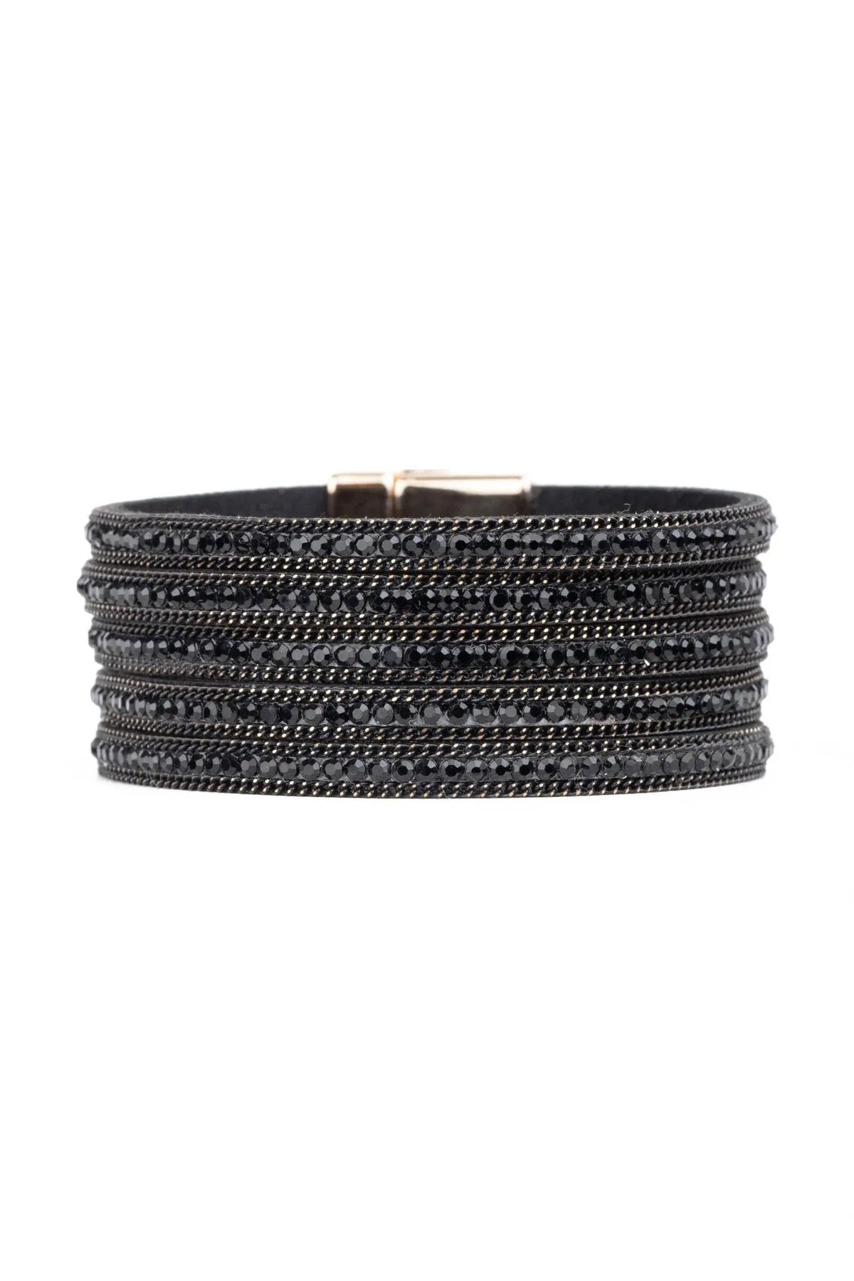 Black Suede Beaded Bracelet - Black