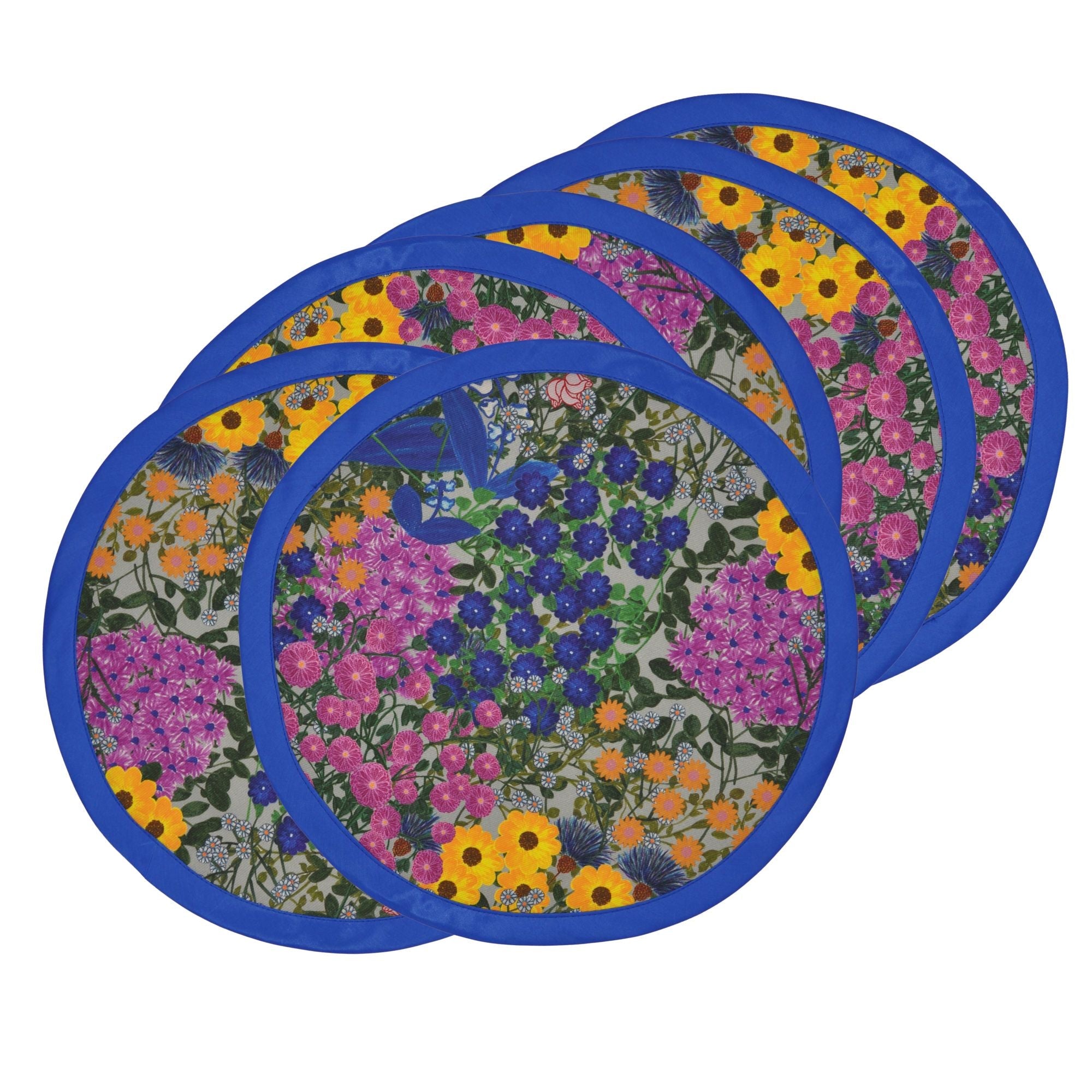 Prussian Blue Wild Flower Floral Placemats Pré Fleuri