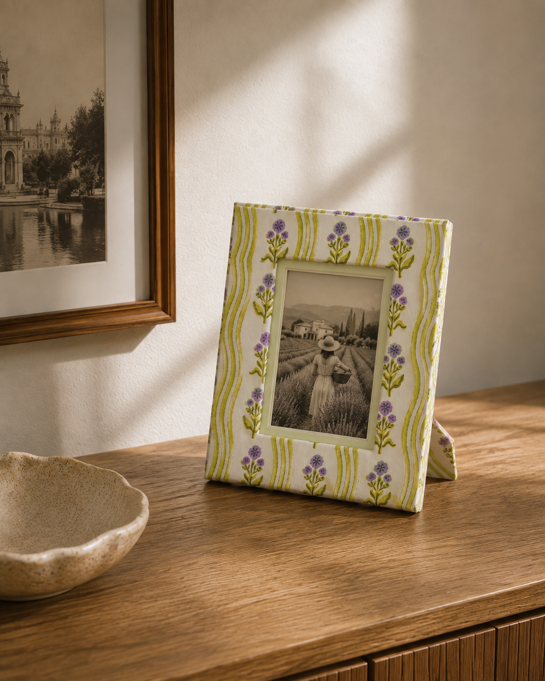 Large Block Print Photo Frame (5 by 7) - Leher Lilac