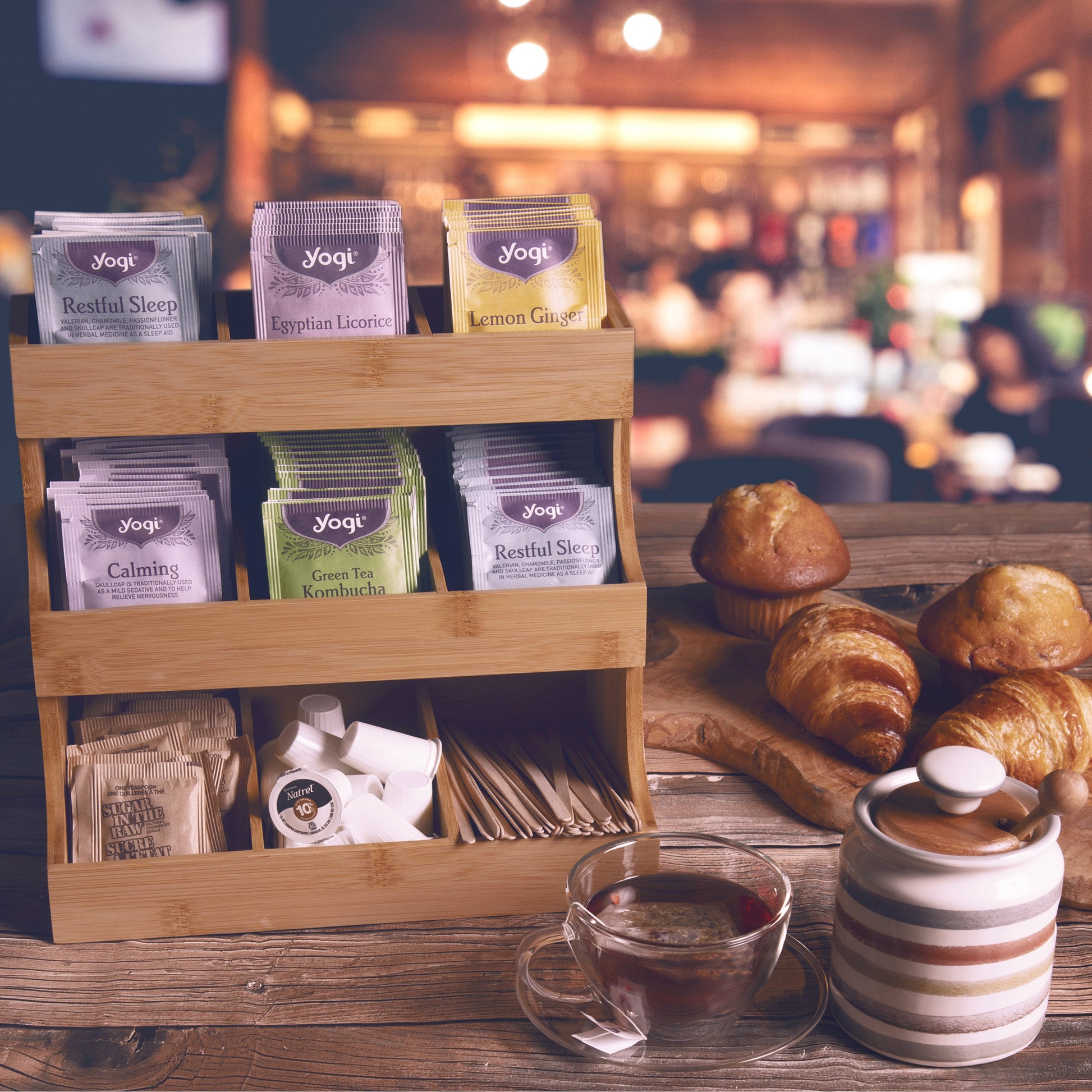 bamboo tea organizer for restaurant 