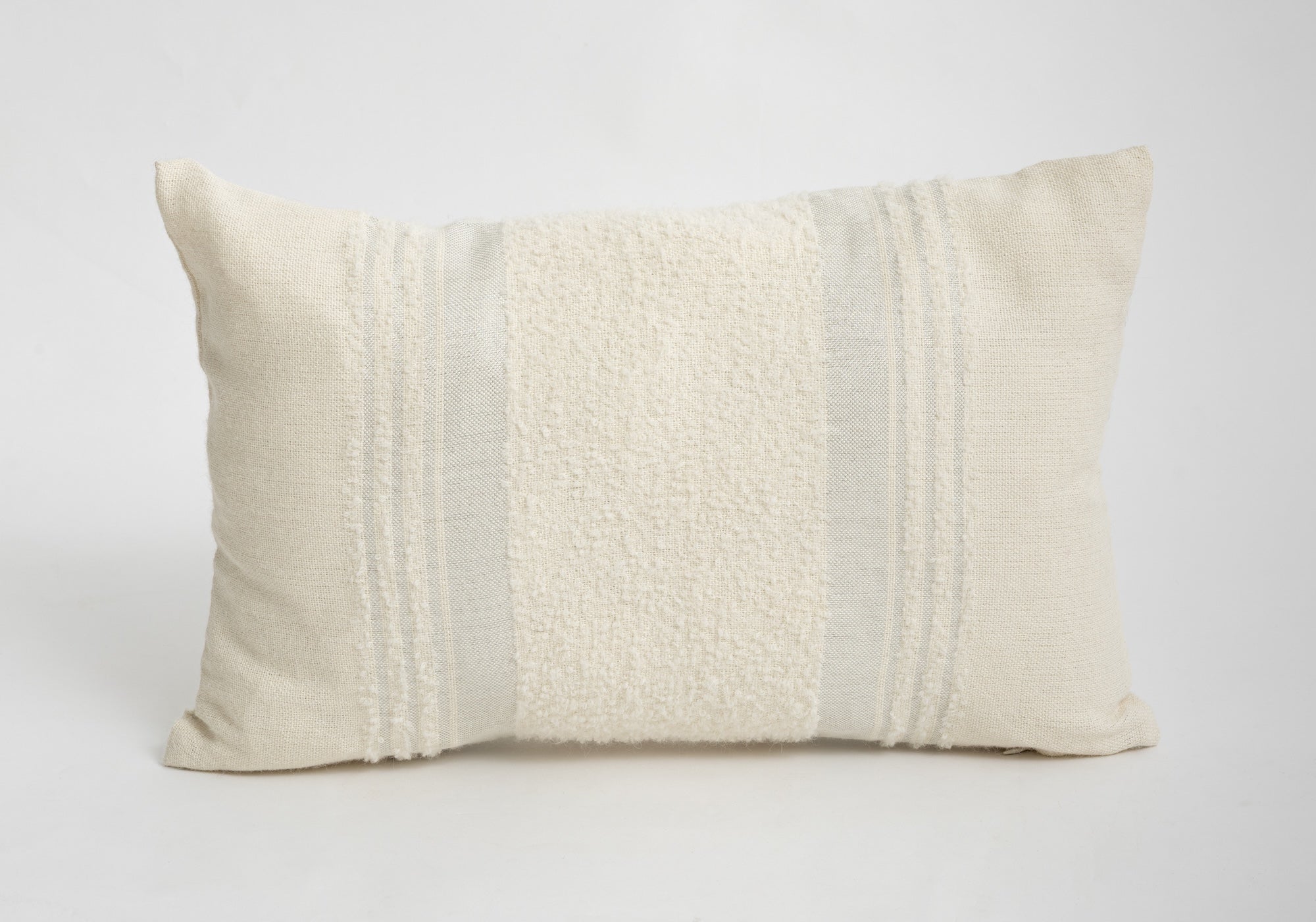 Handwoven Boucle Alpaca Pillow Cover - Ivory + Silver