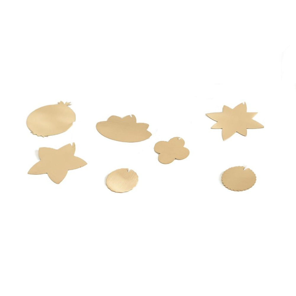 Foliage Brass Ornaments, Set of 7