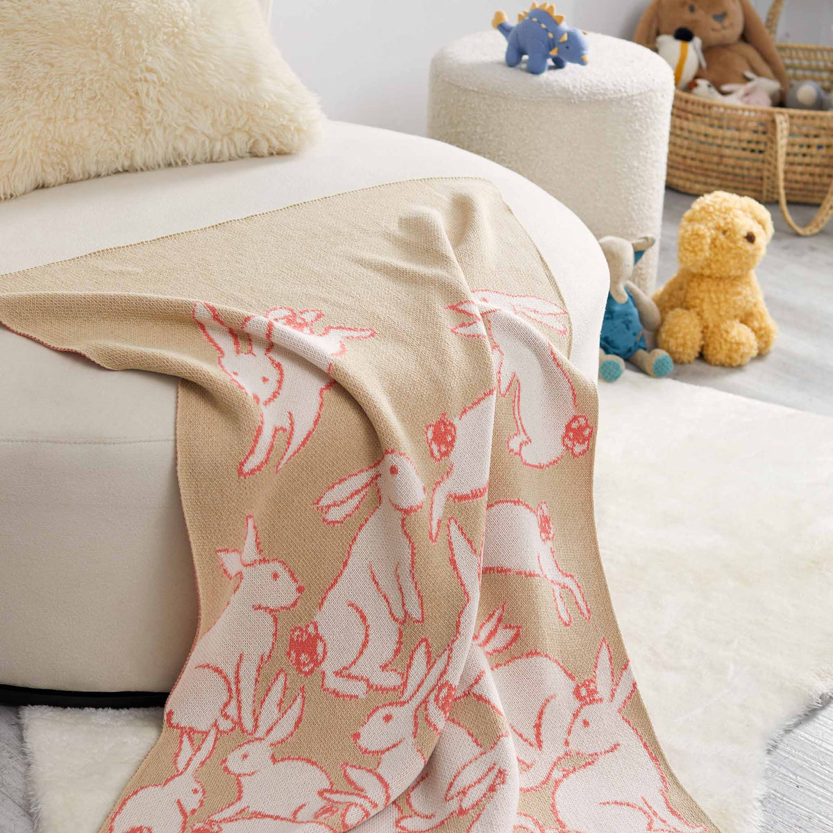 In2Green Eco Baby Throws Baby Cotton Knit Blanket - Bunnies