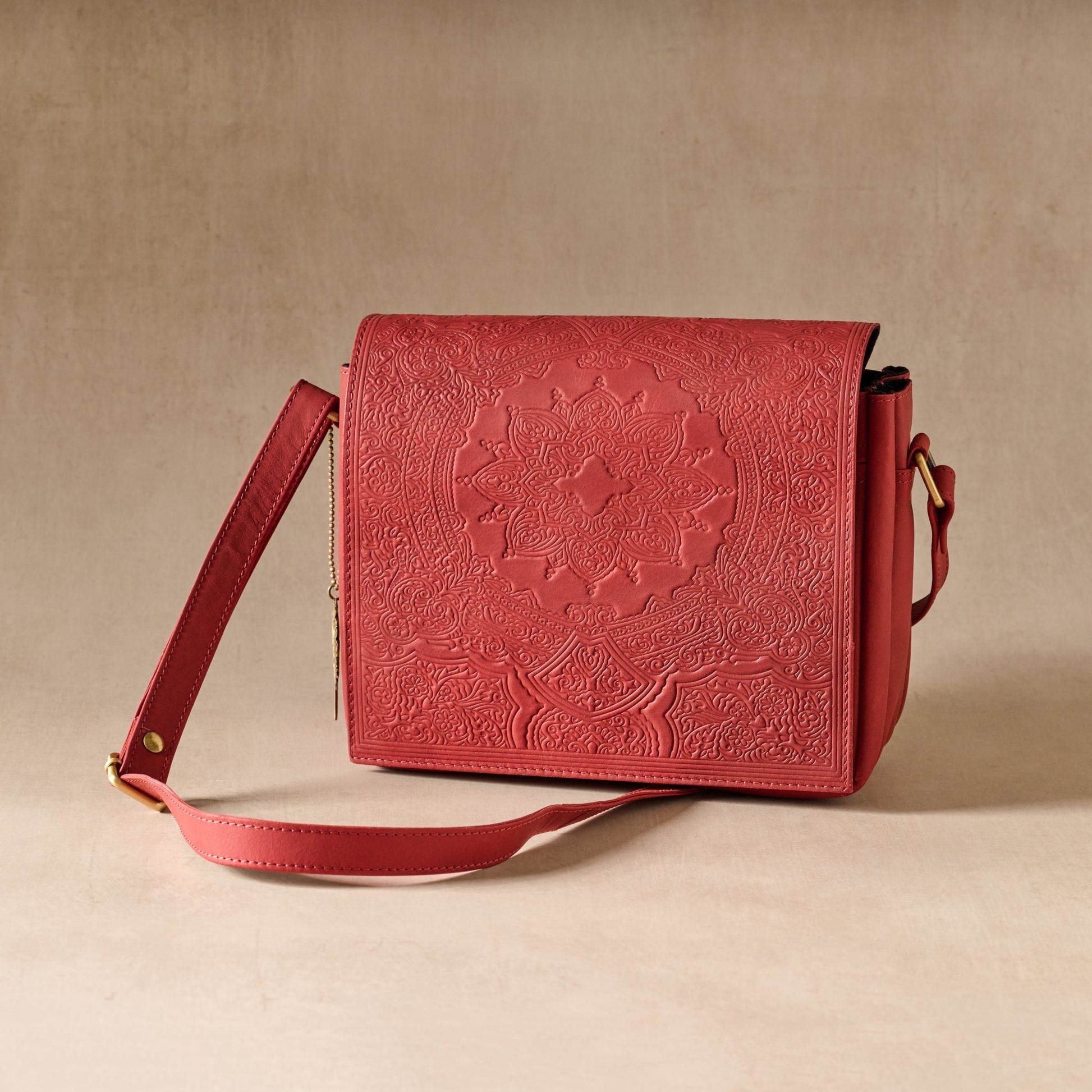 Kohra Embossed Leather Crossbody Bag - Ten Thousand Villages