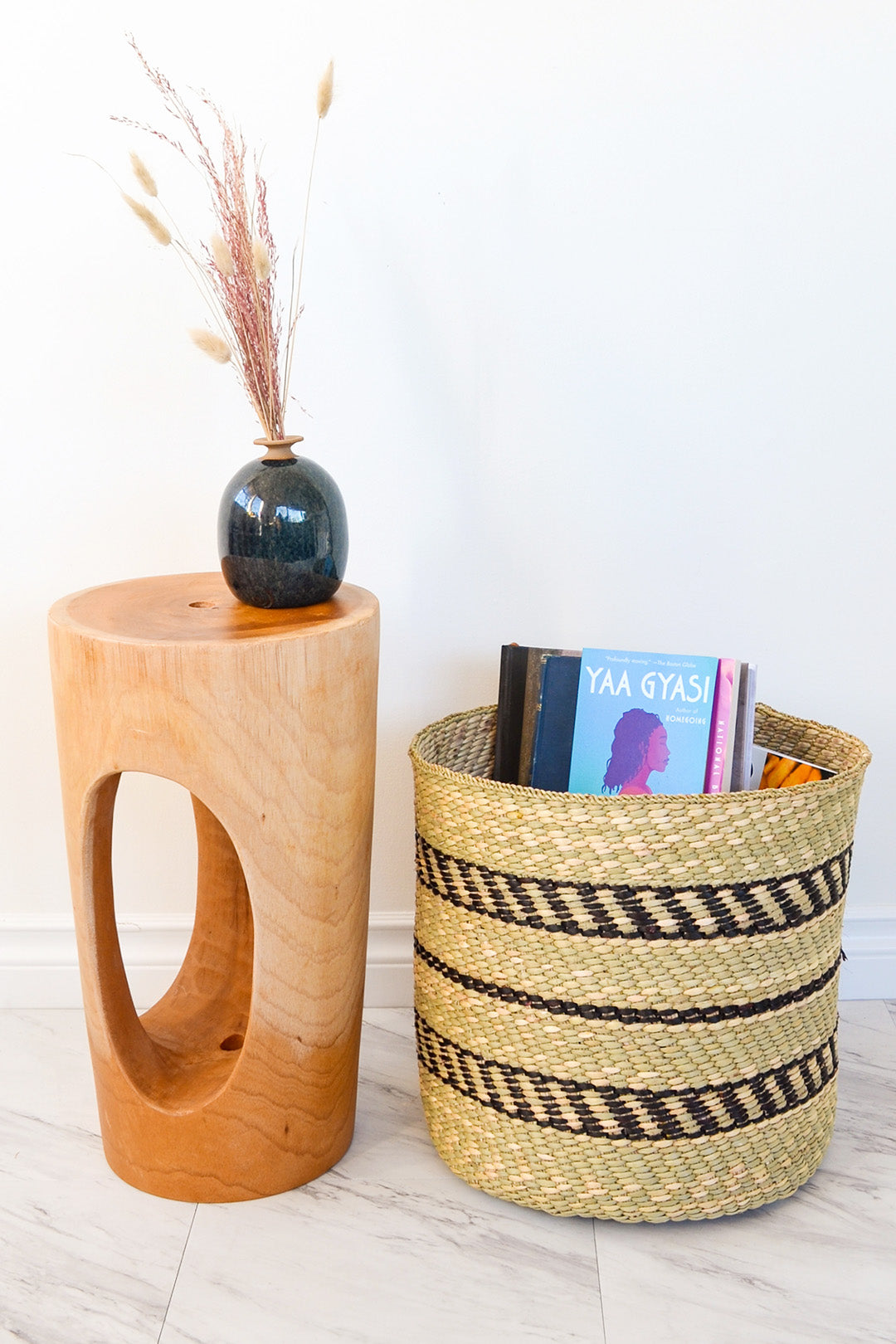 Traditional Iringa Basket with Black Accents - Large