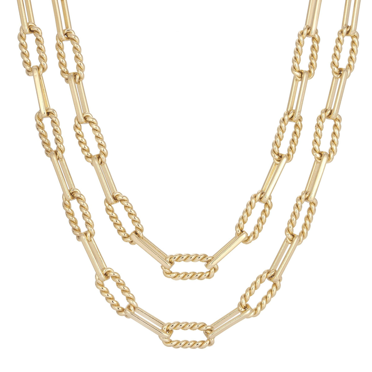 Gold twisted-link chain from Enzo Double Layer Necklace jewelry piece
