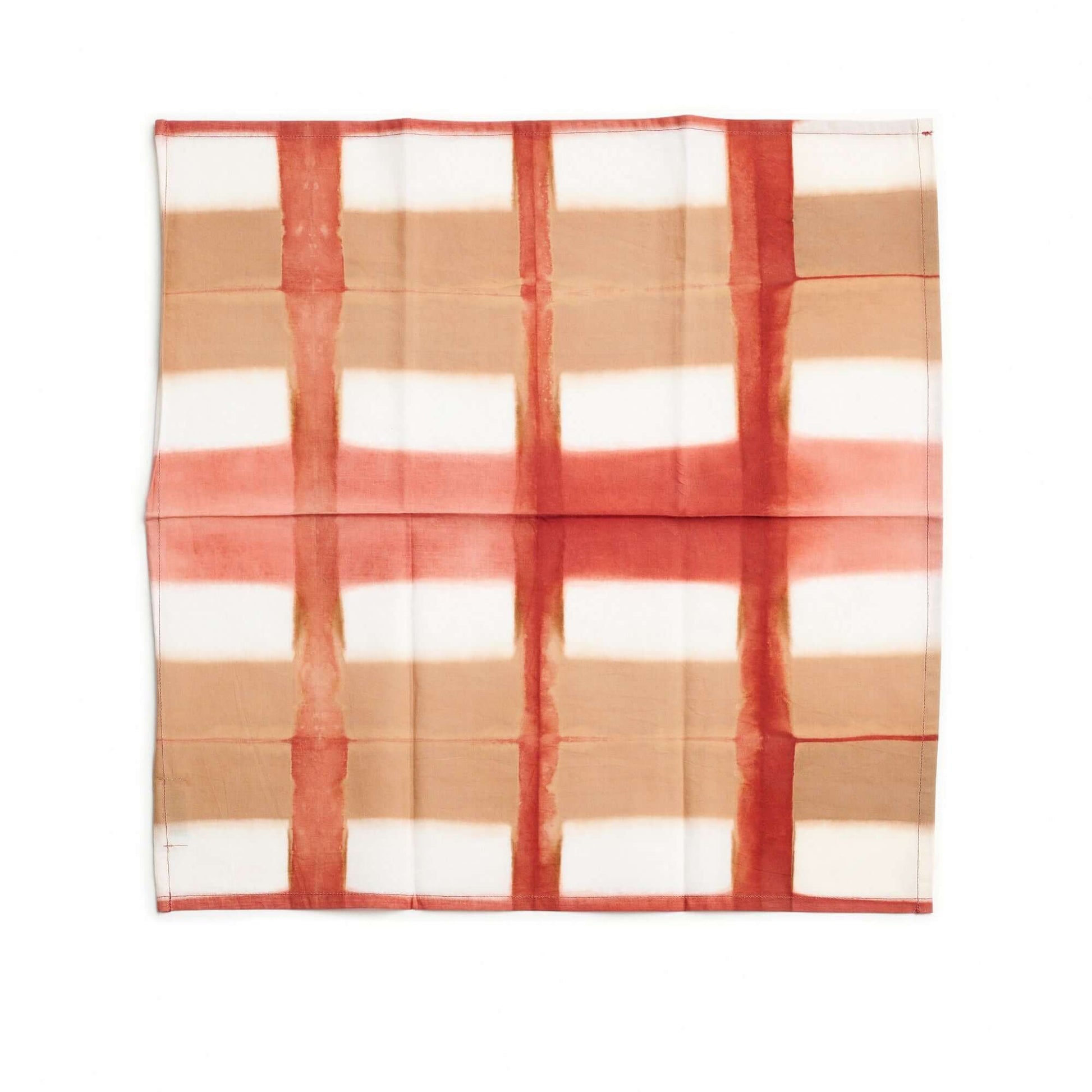 Chowk Red Print Cotton Artisanal Table Napkin Set featuring elegant red and beige design, crafted with natural dyes.