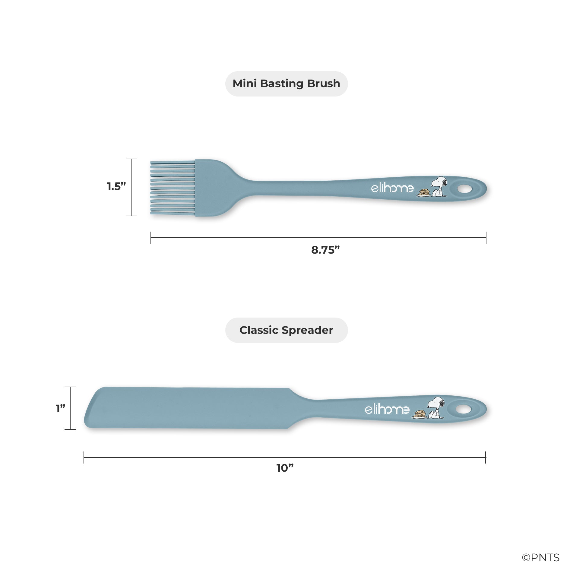 Two green spatulas with measurements and 'elihome' branding on a white background