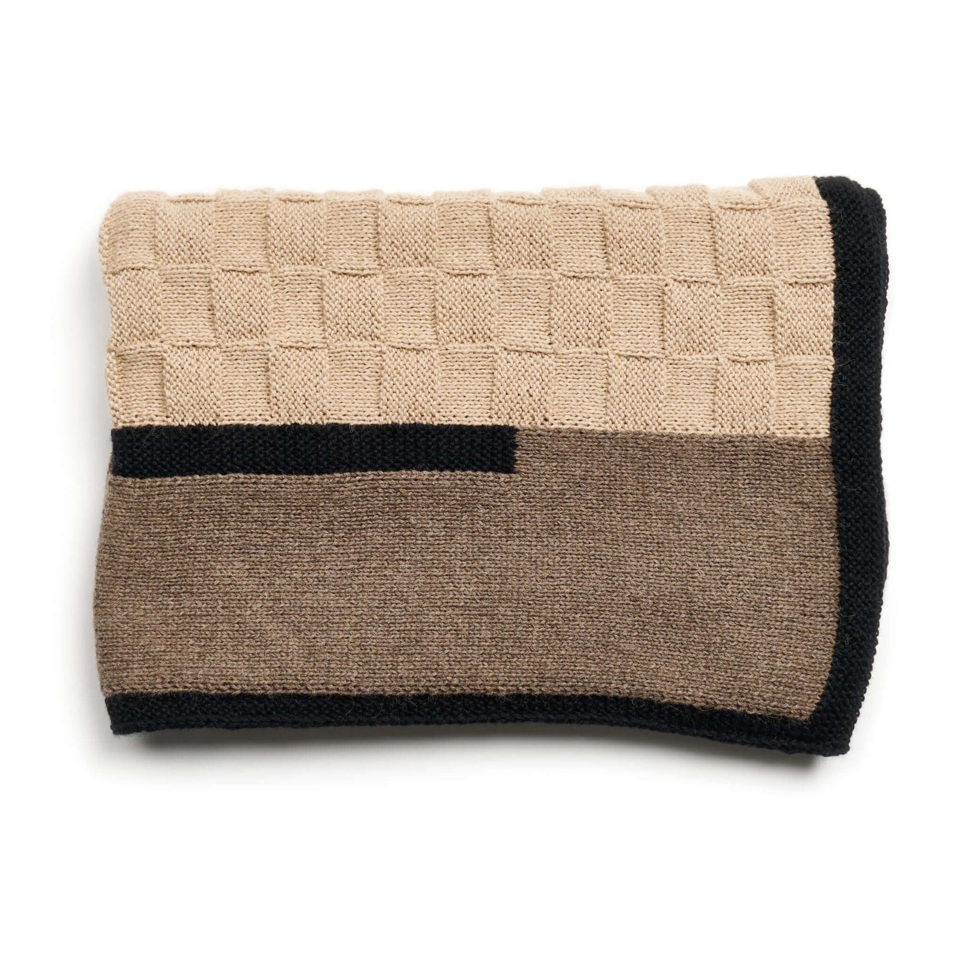 Muhu Brown Gray Hand Knitted Peruvian Alpaca Blanket / Large Plush Scarf with textured patterns.