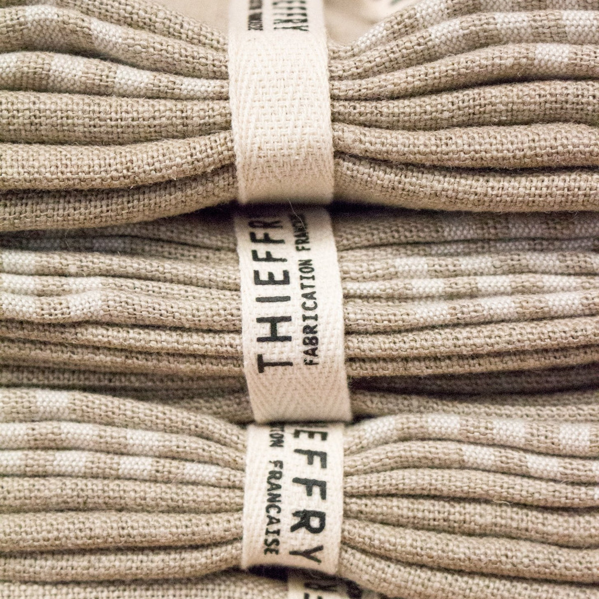Thieffry Set of Two Dish Towels White Stripe & Natural - French Dry Goods