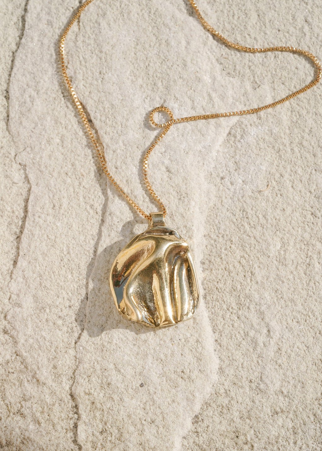 Gold Panamint Folded Pendant Necklace - Chain or Leather Cord - Dea Dia
