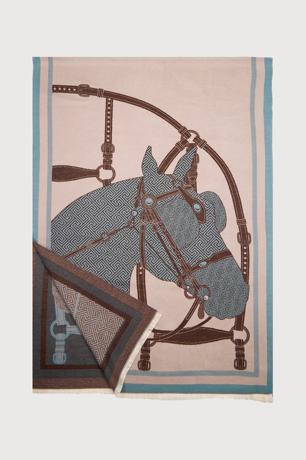 Equestrian Reversible Scarf - Light Blue