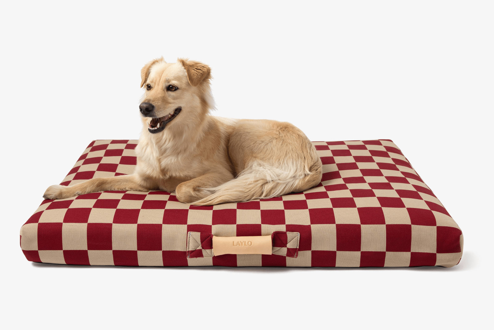 dog bed with cover, red checkered bedding, red pet bed,  checkered dog bed, 